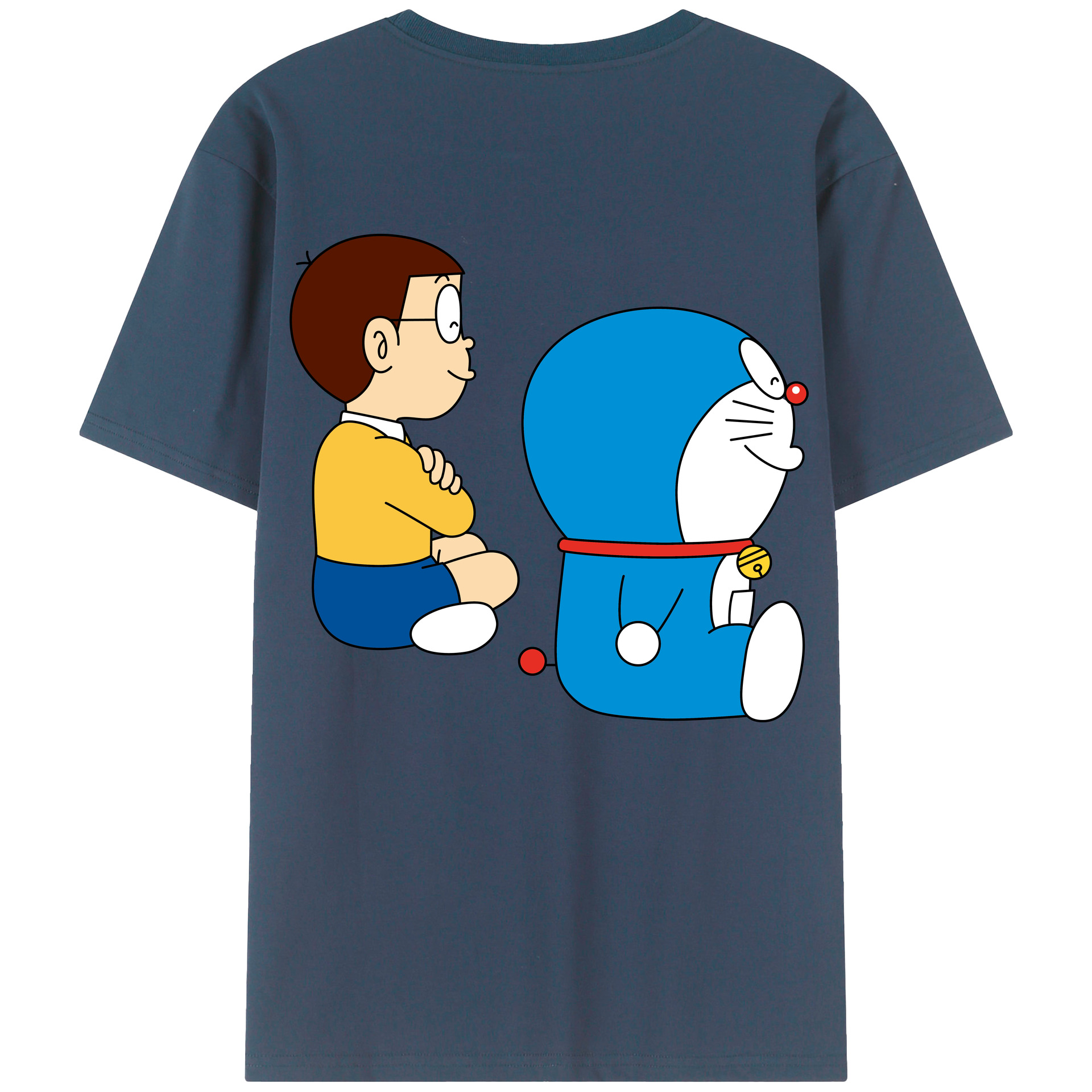 （画像用） ドラえもん 野比 のび太 Doraemon Nobita Nobi 綿100％ メンズ半袖Tシャツ（バックプリント） 通気性