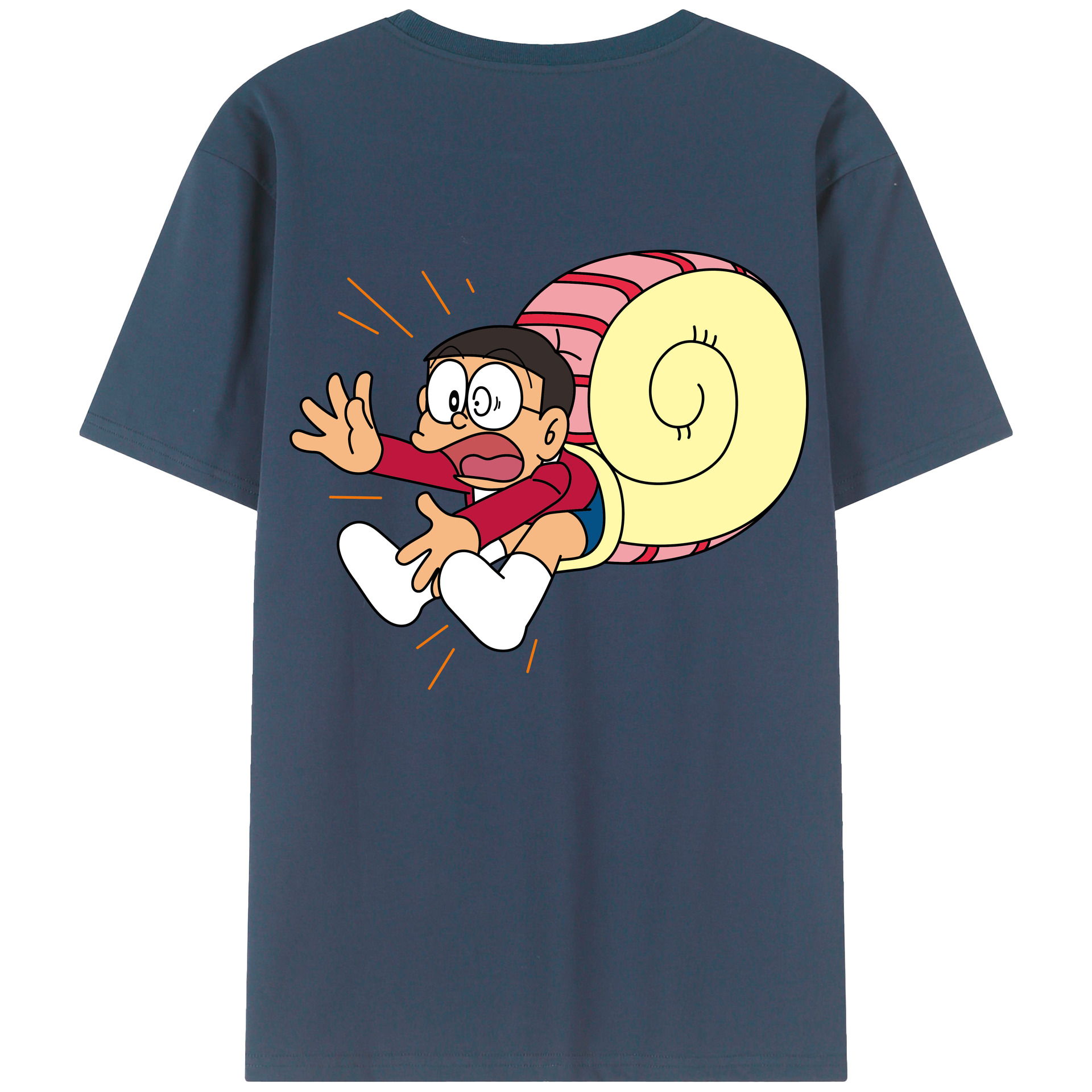 （画像用） ドラえもん 野比 のび太 Doraemon Nobita Nobi 綿100％ メンズ半袖Tシャツ（バックプリント） 通気性