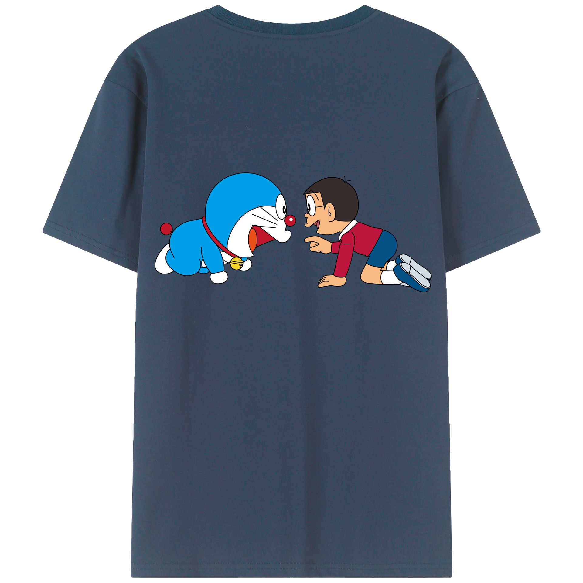 （画像用） ドラえもん 野比 のび太 Doraemon Nobita Nobi 綿100％ メンズ半袖Tシャツ（バックプリント） 通気性