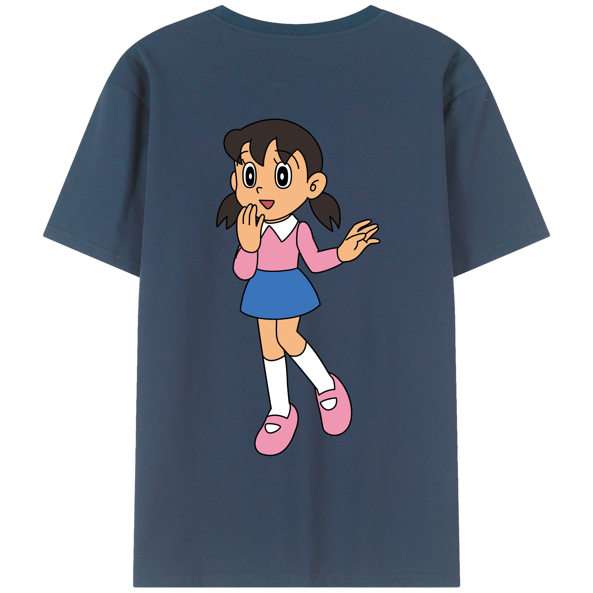 （画像用） ドラえもん みなもと しずか Doraemon Shizuka Minamoto 綿100％ メンズ半袖Tシャツ（バックプリント） 通気性