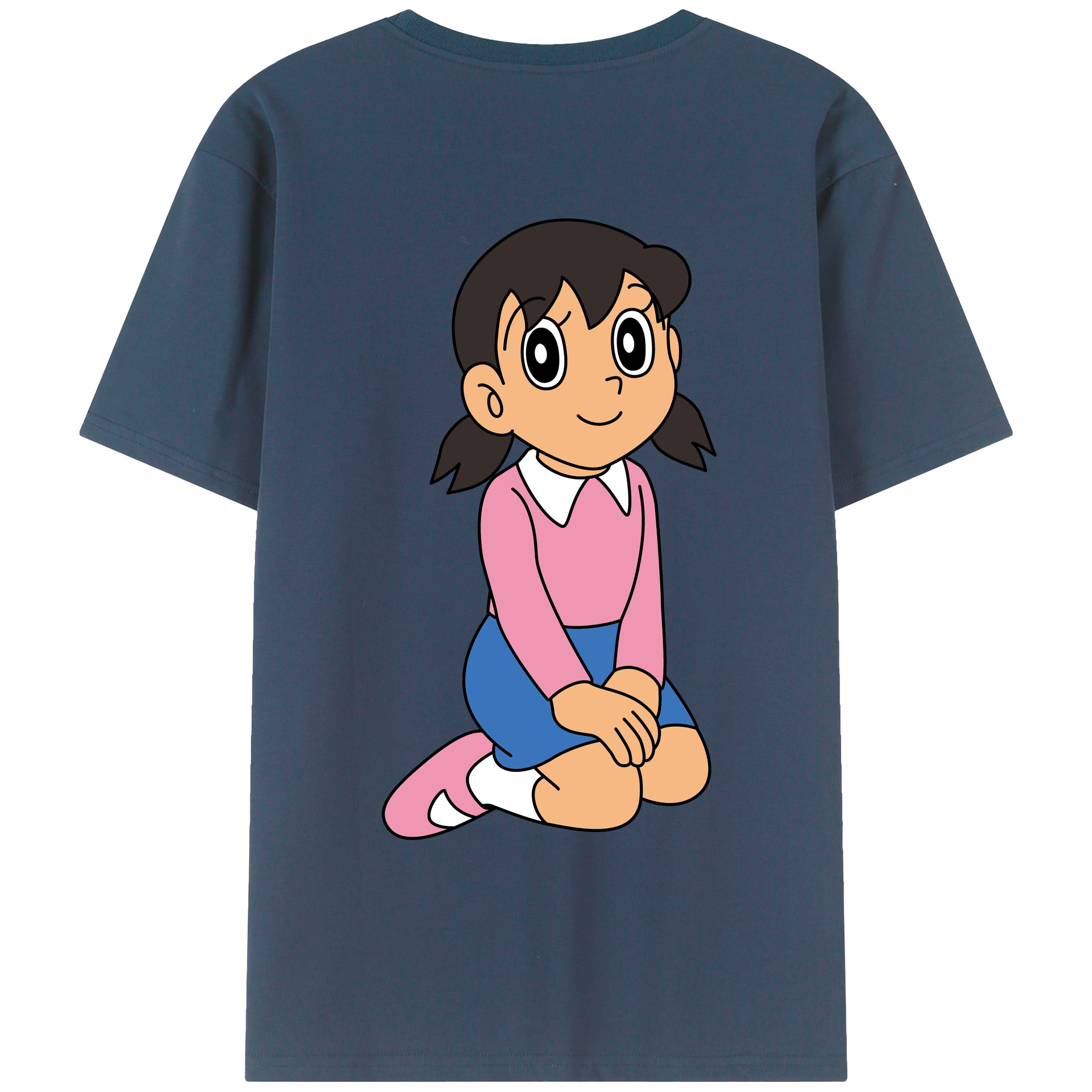（画像用） ドラえもん みなもと しずか Doraemon Shizuka Minamoto 綿100％ メンズ半袖Tシャツ（バックプリント） 通気性