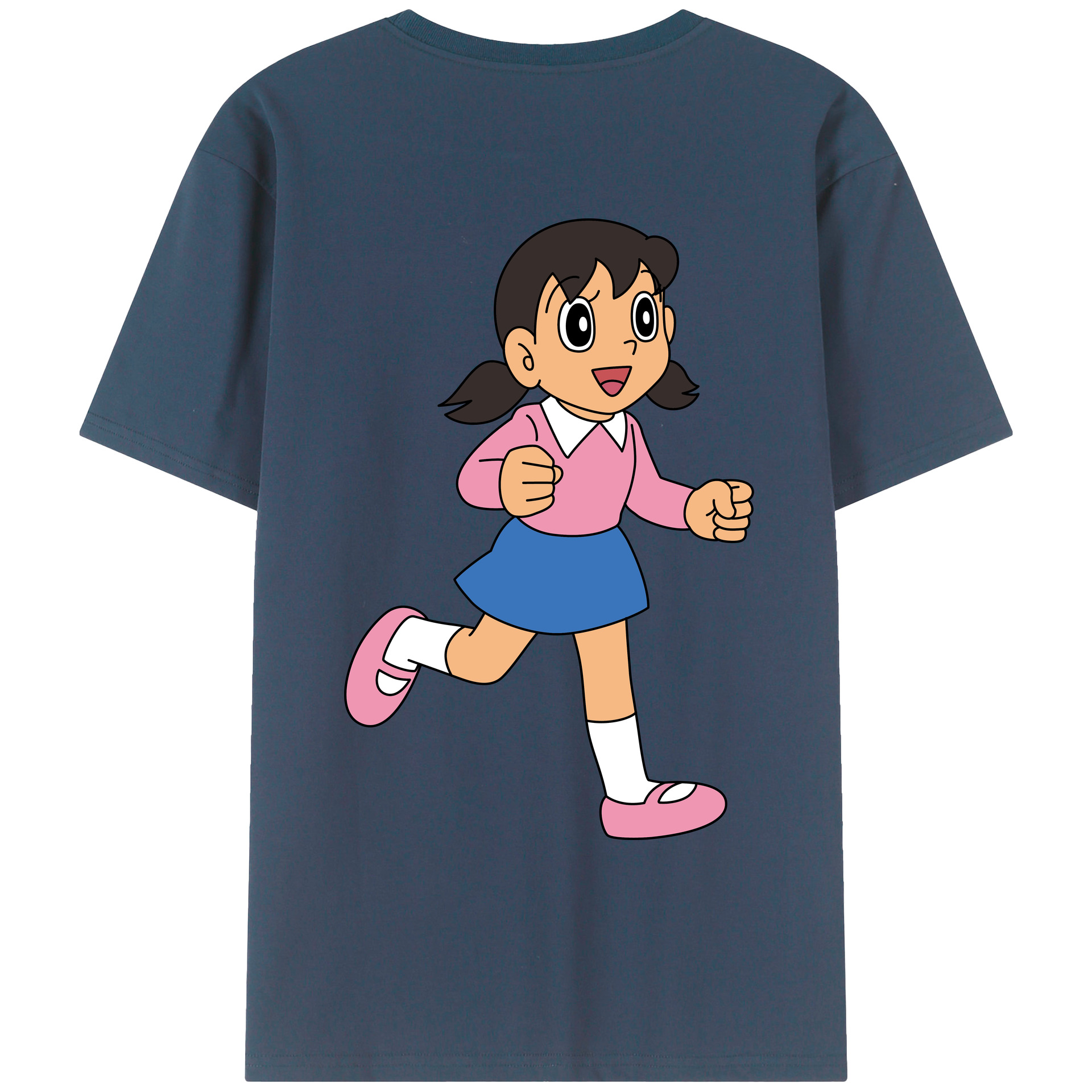 （画像用） ドラえもん みなもと しずか Doraemon Shizuka Minamoto 綿100％ メンズ半袖Tシャツ（バックプリント） 通気性