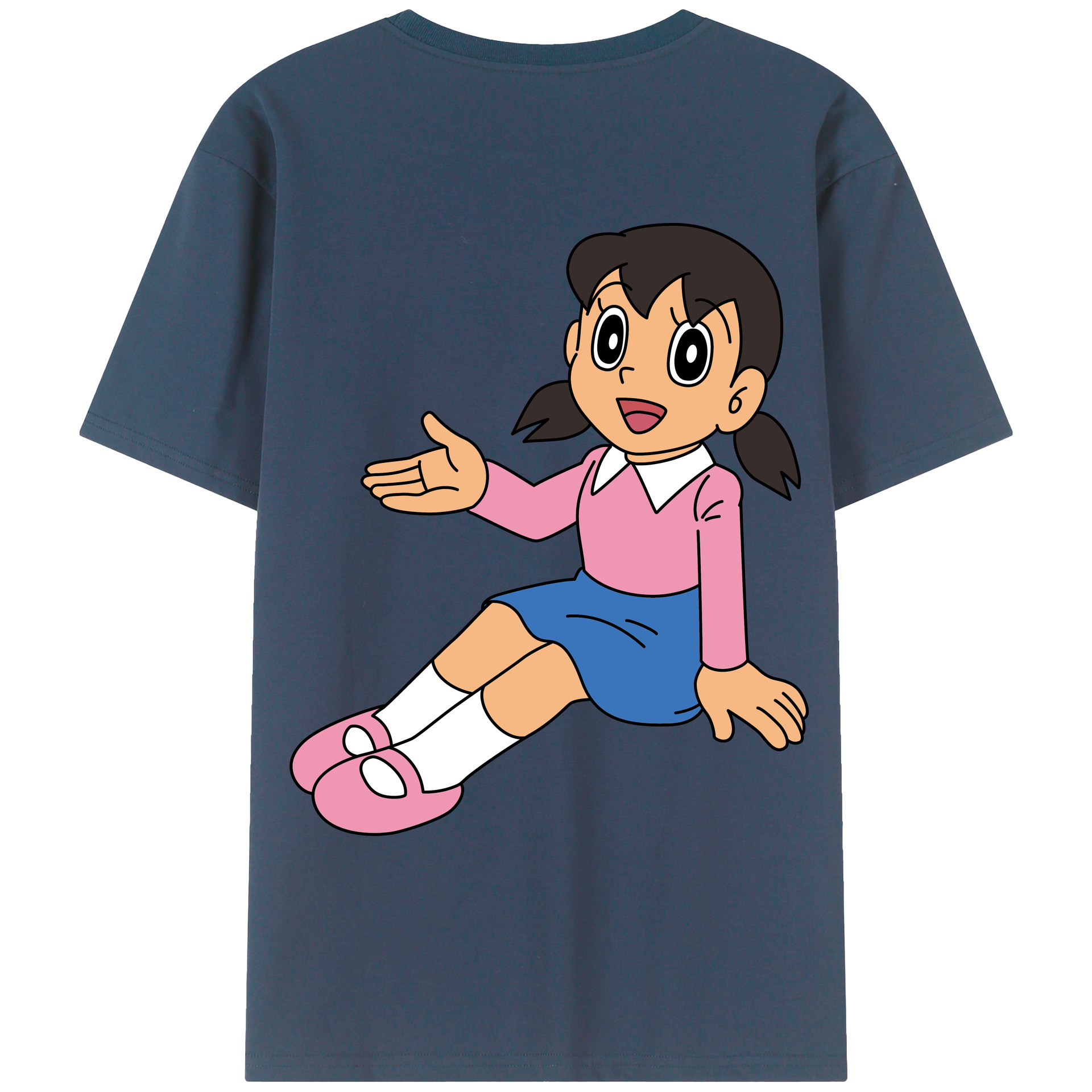 （画像用） ドラえもん みなもと しずか Doraemon Shizuka Minamoto 綿100％ メンズ半袖Tシャツ（バックプリント） 通気性