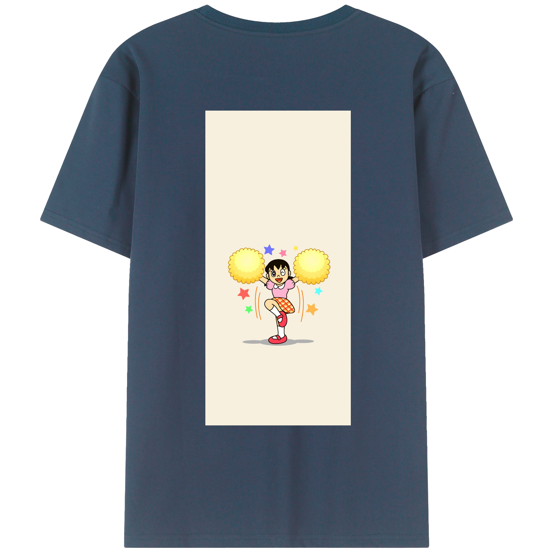 （画像用） ドラえもん みなもと しずか Doraemon Shizuka Minamoto 綿100％ メンズ半袖Tシャツ（バックプリント） 通気性