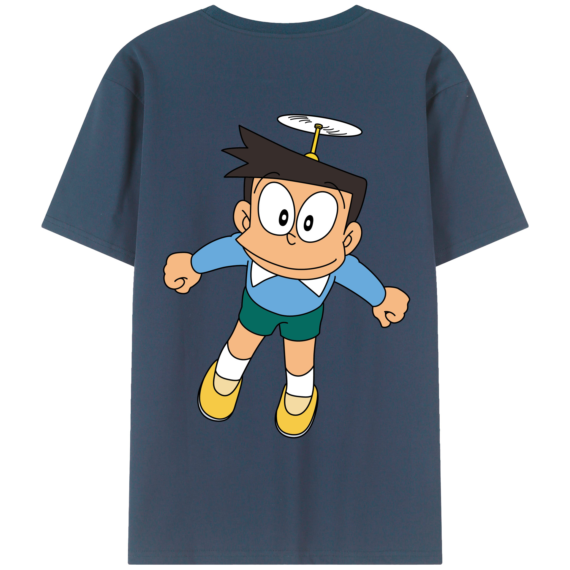 （画像用） ドラえもん 骨川 スネ夫 Doraemon Honekawa Suneo 綿100％ メンズ半袖Tシャツ（バックプリント） 通気性