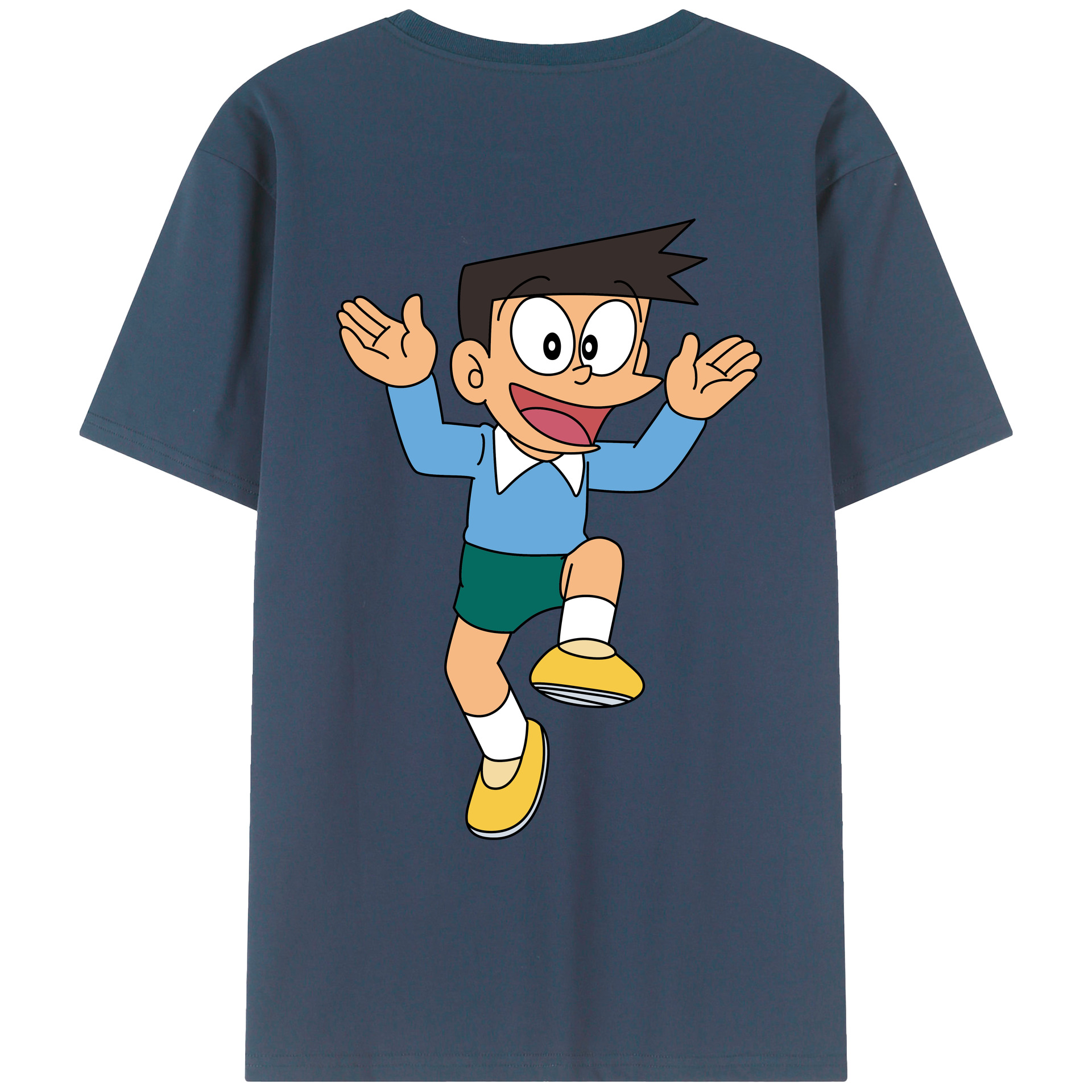 （画像用） ドラえもん 骨川 スネ夫 Doraemon Honekawa Suneo 綿100％ メンズ半袖Tシャツ（バックプリント） 通気性