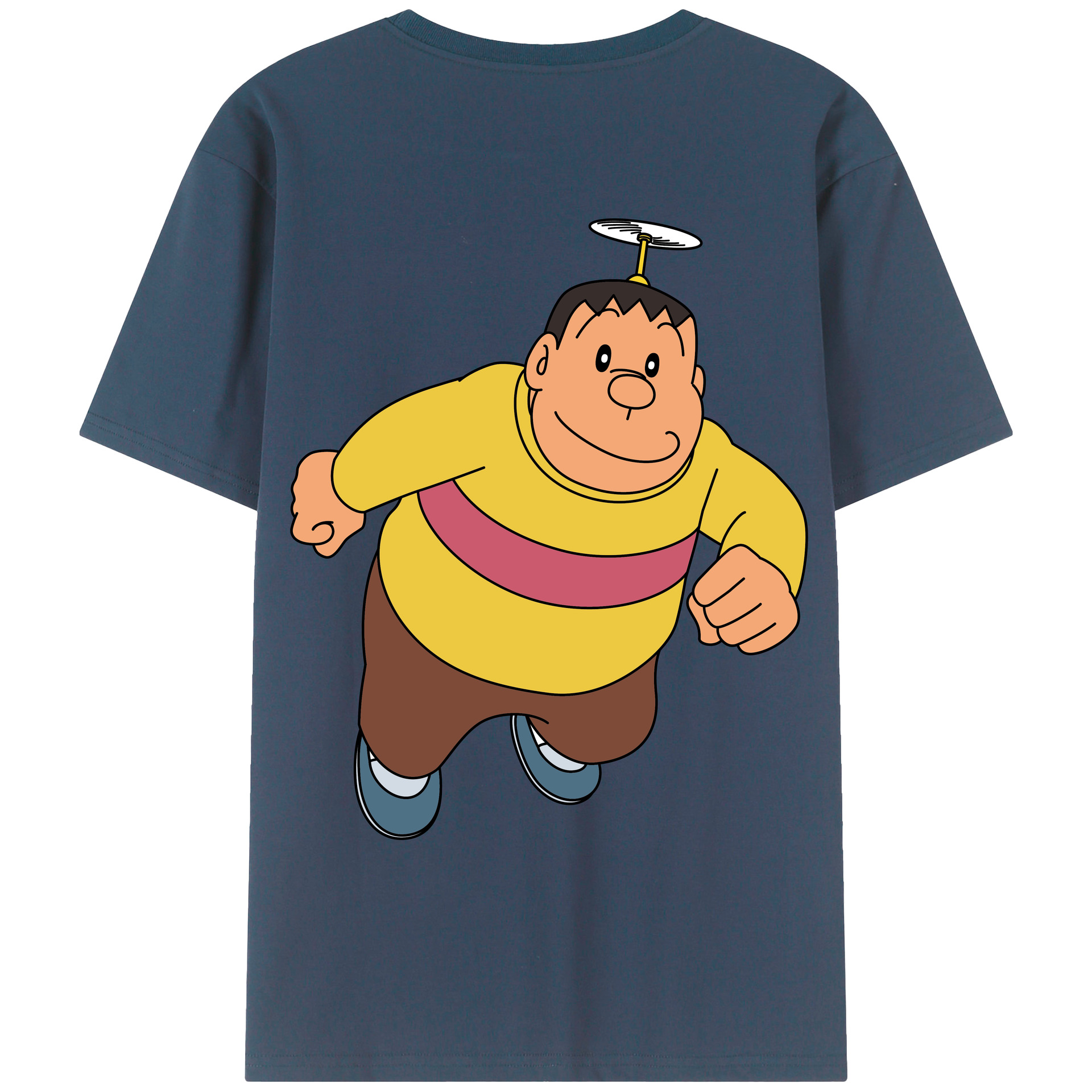 （画像用） ドラえもん 剛田武 Doraemon Gouta Takeshi 綿100％ メンズ半袖Tシャツ（バックプリント） 通気性