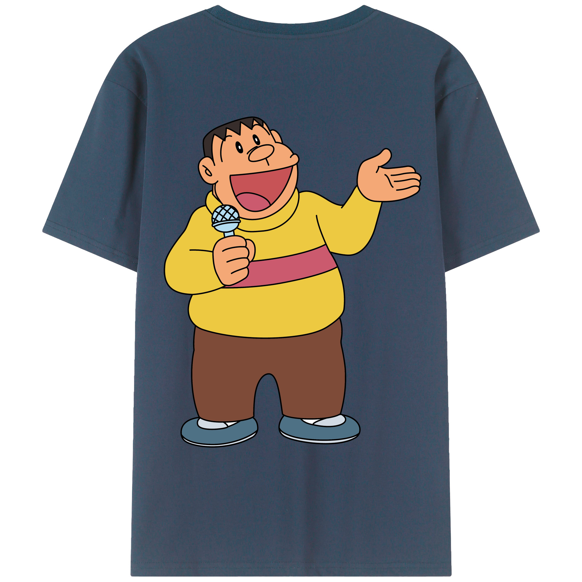 （画像用） ドラえもん 剛田武 Doraemon Gouta Takeshi 綿100％ メンズ半袖Tシャツ（バックプリント） 通気性