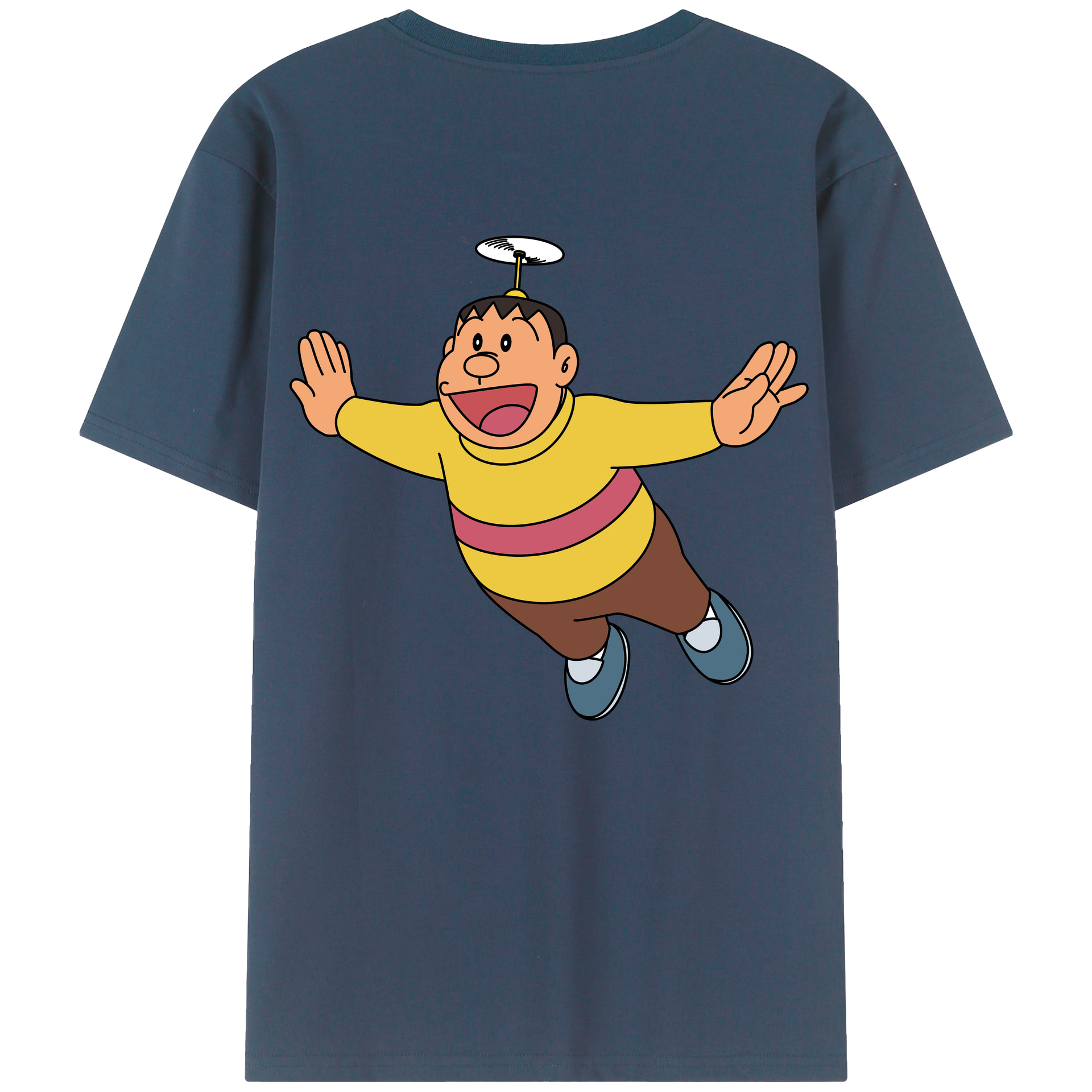 （画像用） ドラえもん 剛田武 Doraemon Gouta Takeshi 綿100％ メンズ半袖Tシャツ（バックプリント） 通気性