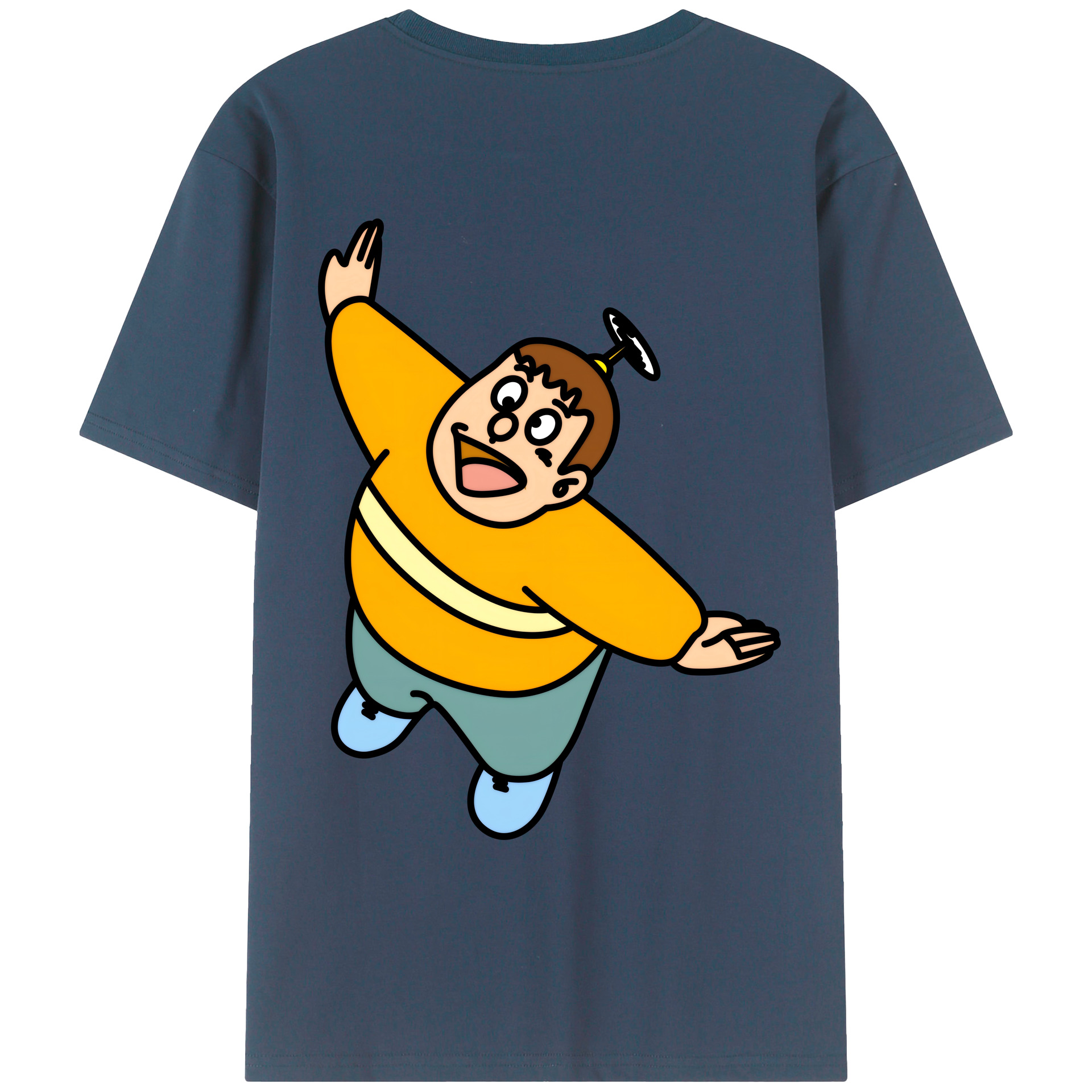 （画像用） ドラえもん 剛田武 Doraemon Gouta Takeshi 綿100％ メンズ半袖Tシャツ（バックプリント） 通気性