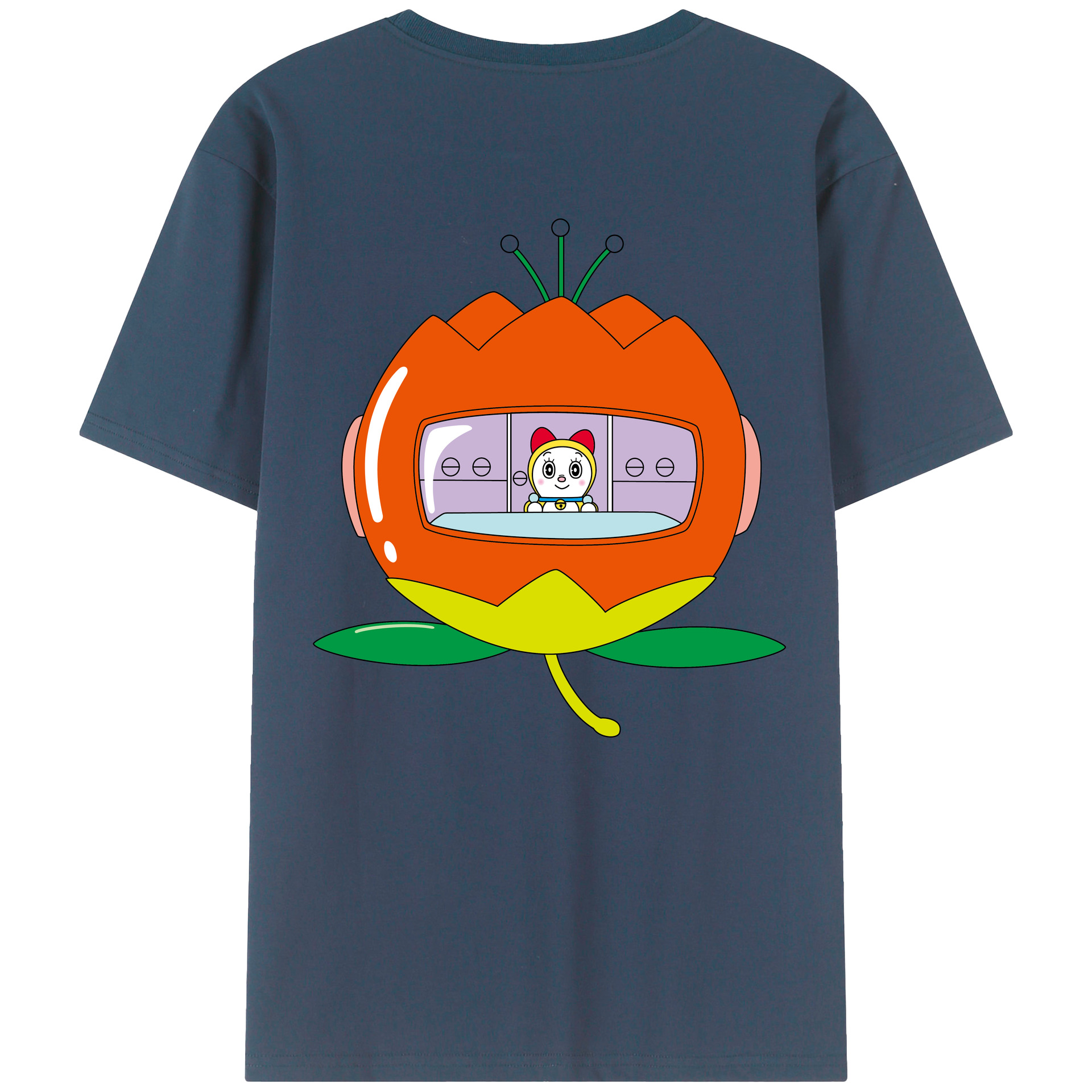（画像用） ドラえもん ドラミ Doraemon Dorami 綿100％ メンズ半袖Tシャツ（バックプリント） 通気性