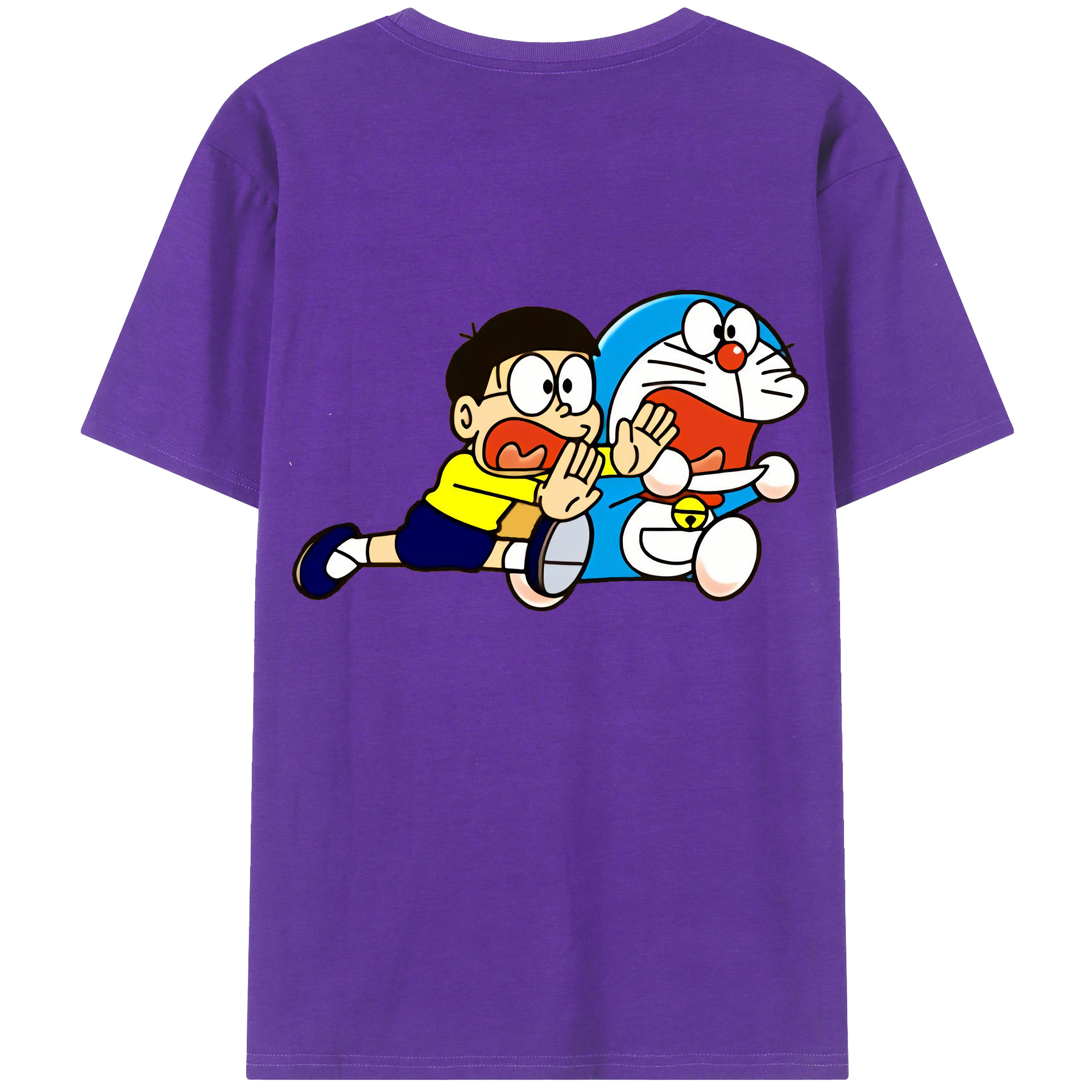 （画像用） ドラえもん Doraemon 綿100％ メンズ半袖Tシャツ（バックプリント） 通気性