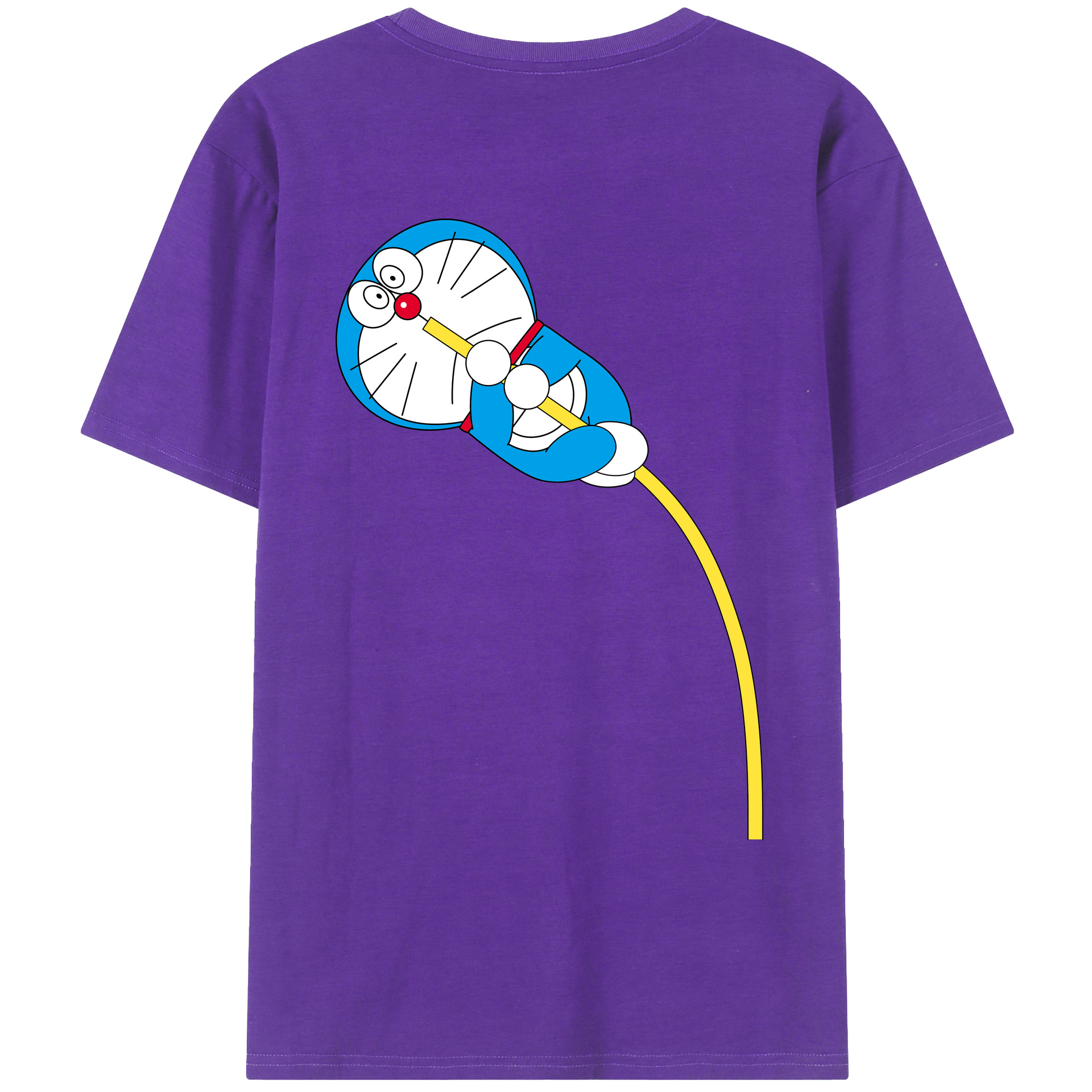 （画像用） ドラえもん Doraemon 綿100％ メンズ半袖Tシャツ（バックプリント） 通気性
