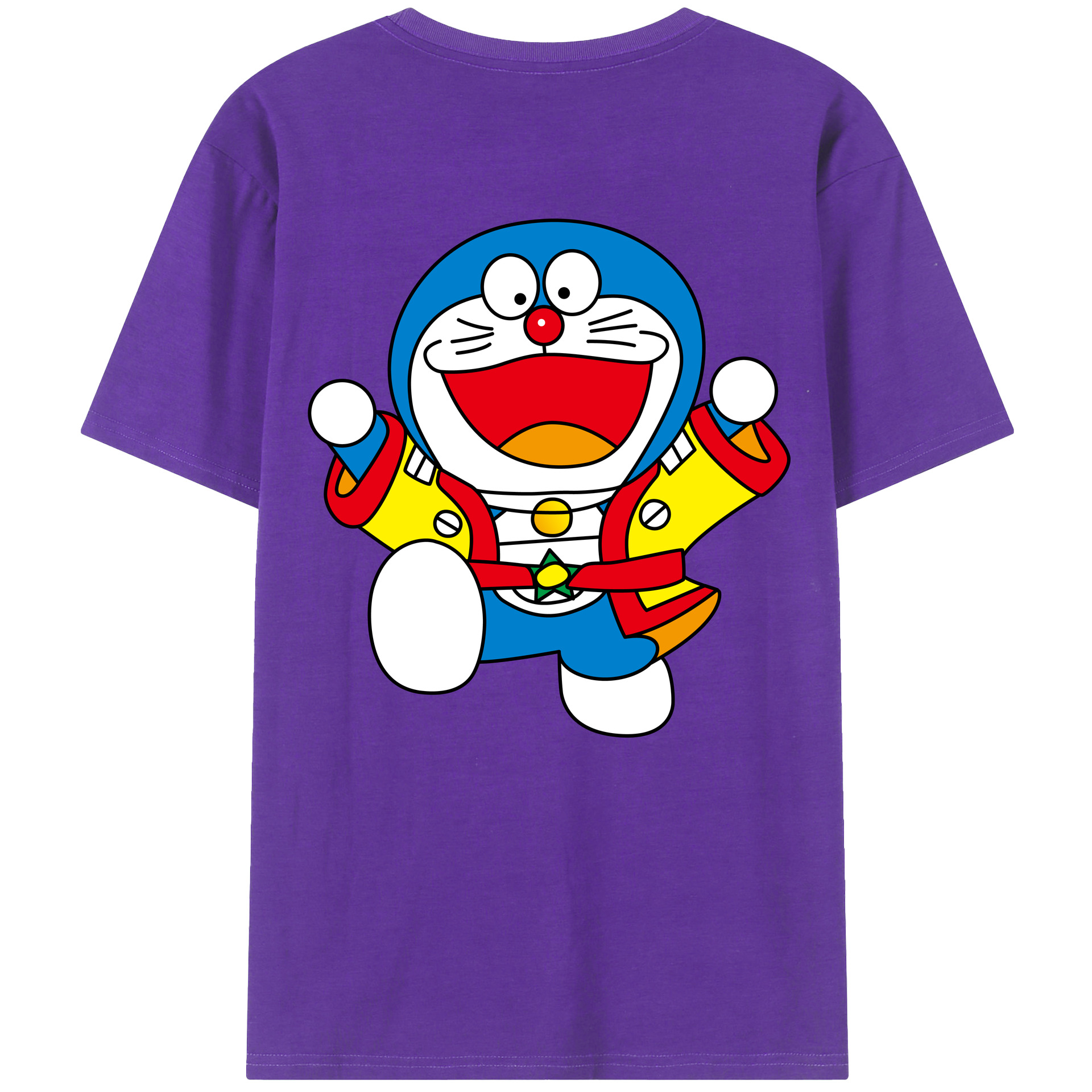 （画像用） ドラえもん Doraemon 綿100％ メンズ半袖Tシャツ（バックプリント） 通気性