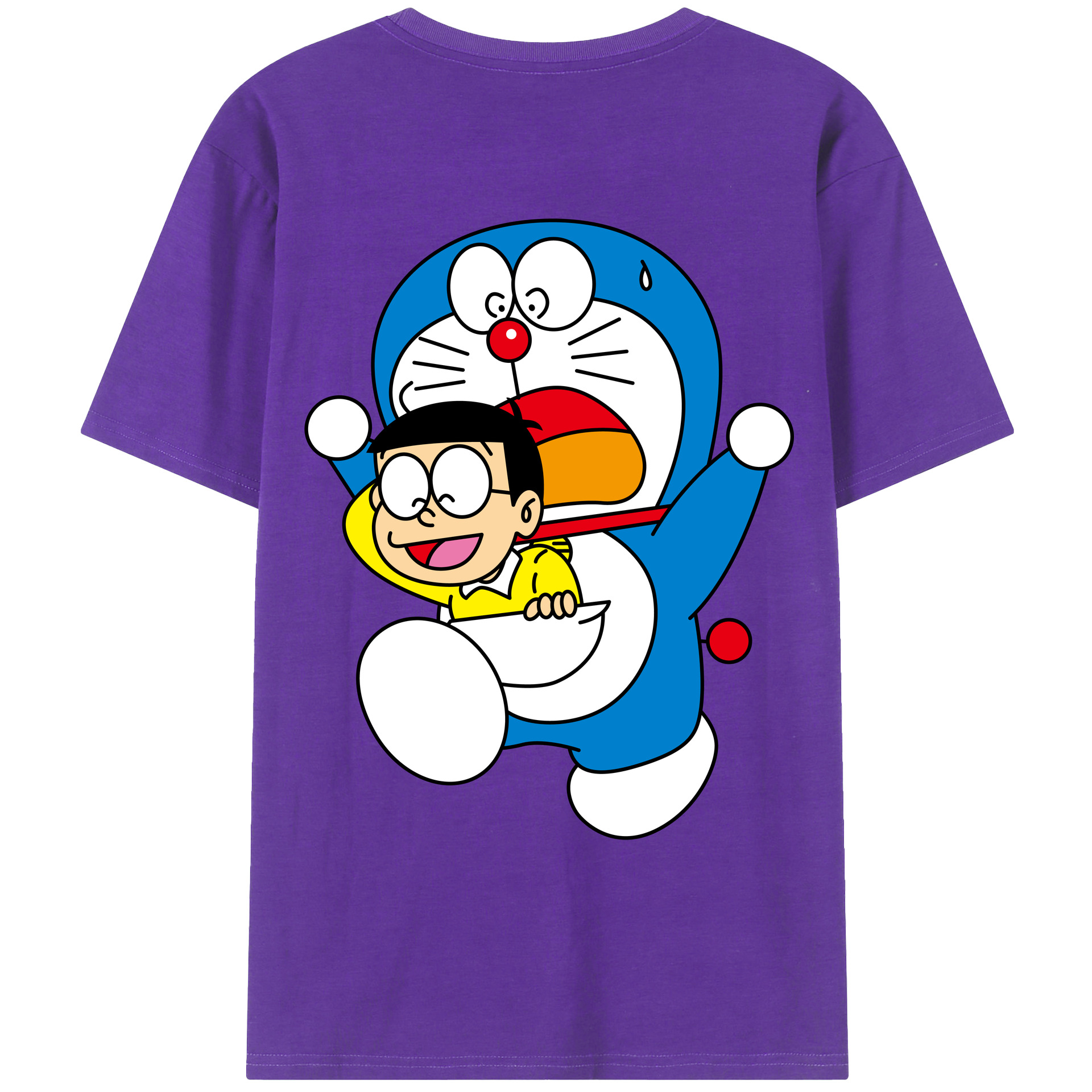 （画像用） ドラえもん Doraemon 綿100％ メンズ半袖Tシャツ（バックプリント） 通気性