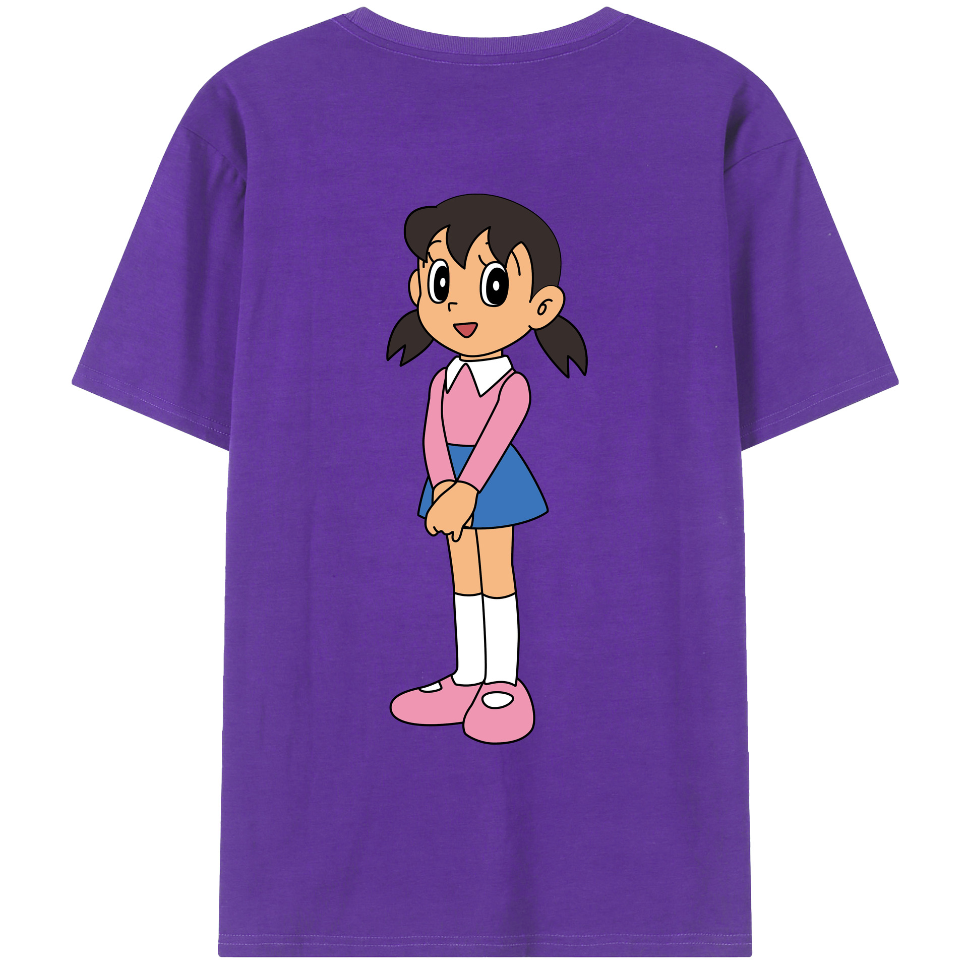 （画像用） ドラえもん みなもと しずか Doraemon Shizuka Minamoto 綿100％ メンズ半袖Tシャツ（バックプリント） 通気性