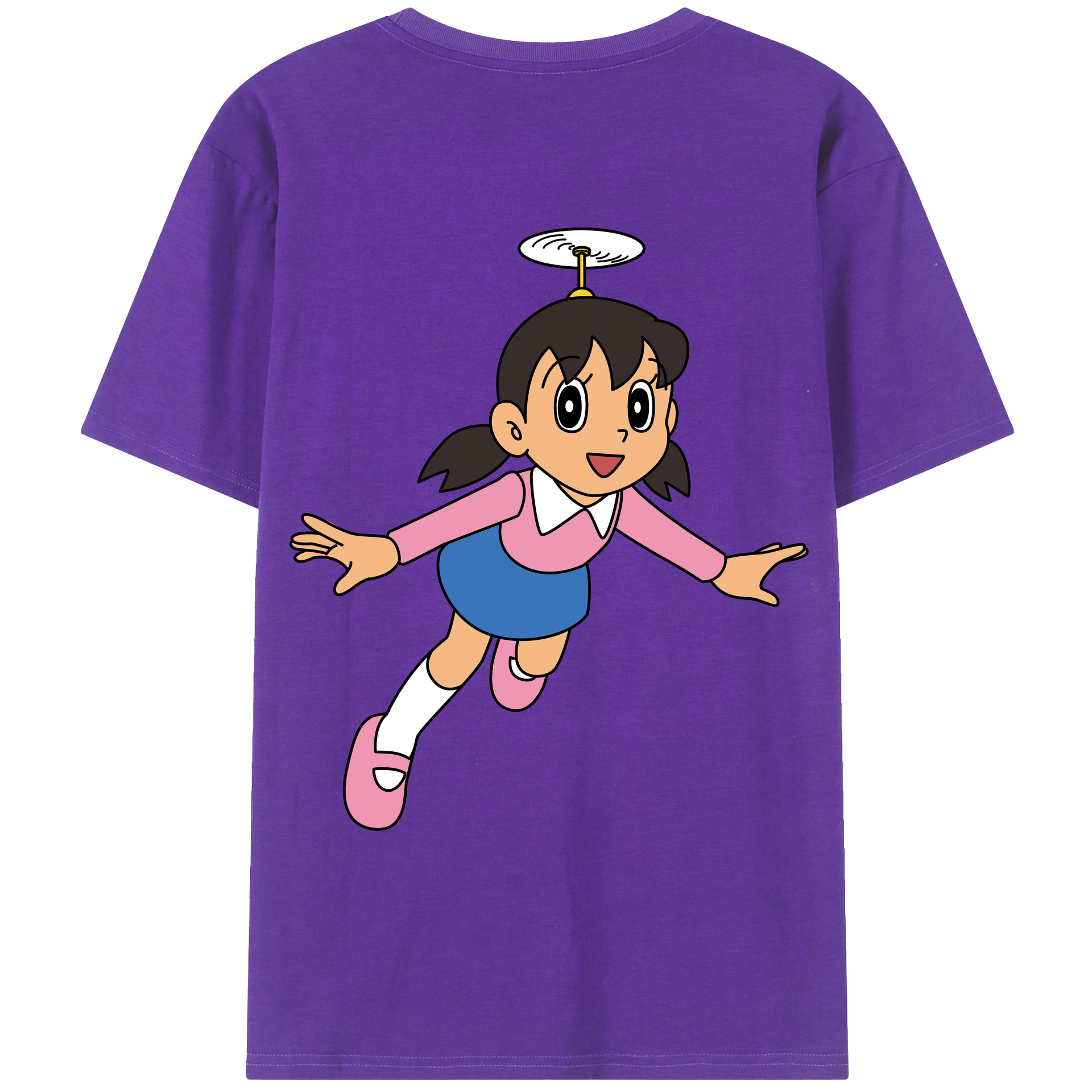 （画像用） ドラえもん みなもと しずか Doraemon Shizuka Minamoto 綿100％ メンズ半袖Tシャツ（バックプリント） 通気性