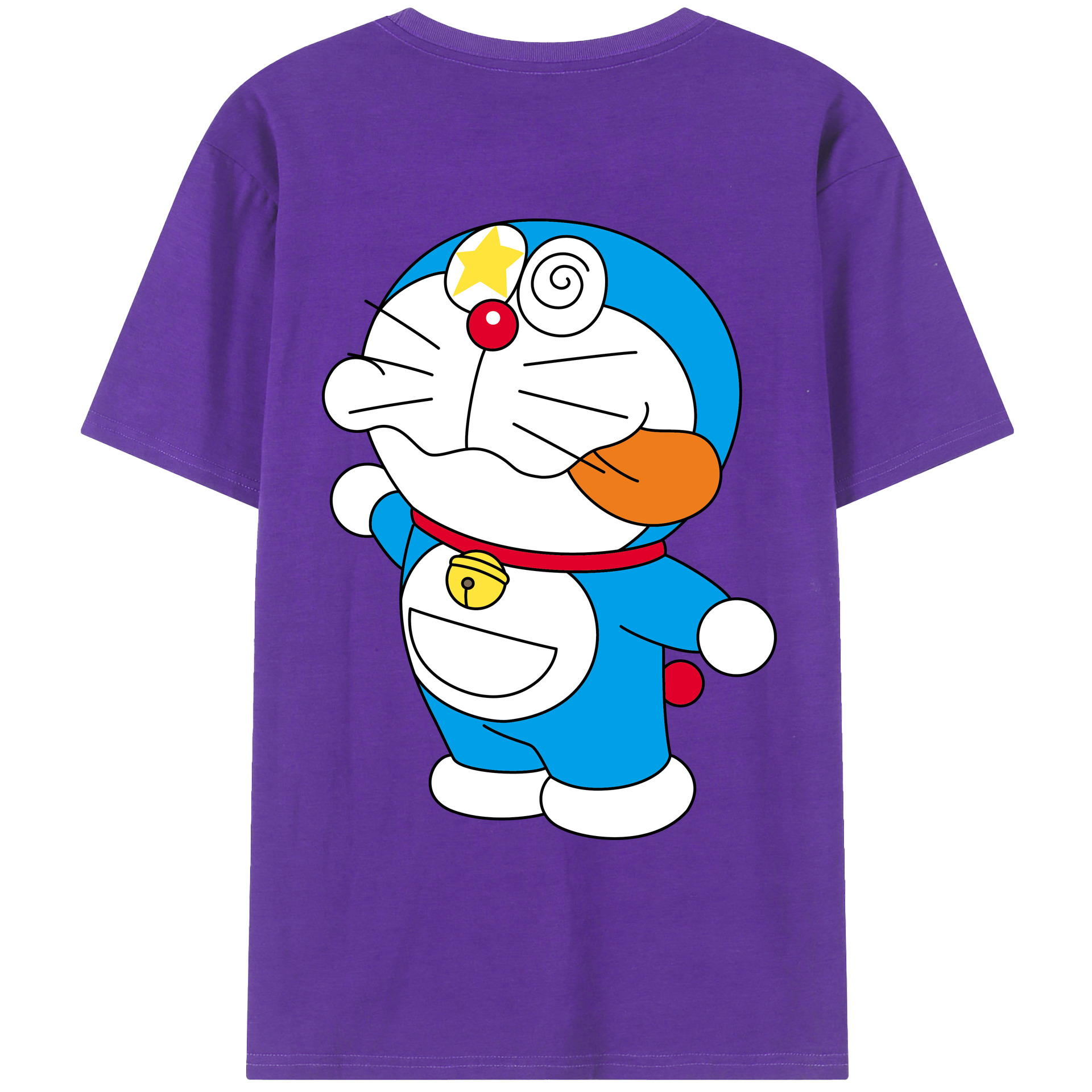 （画像用） ドラえもん Doraemon 綿100％ メンズ半袖Tシャツ（バックプリント） 通気性