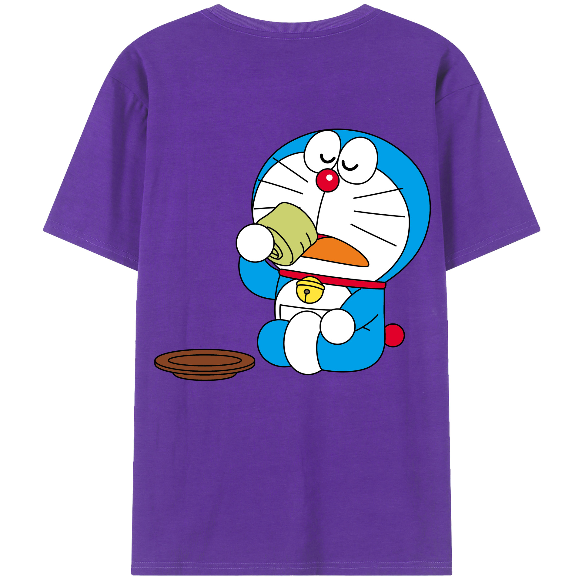 （画像用） ドラえもん Doraemon 綿100％ メンズ半袖Tシャツ（バックプリント） 通気性