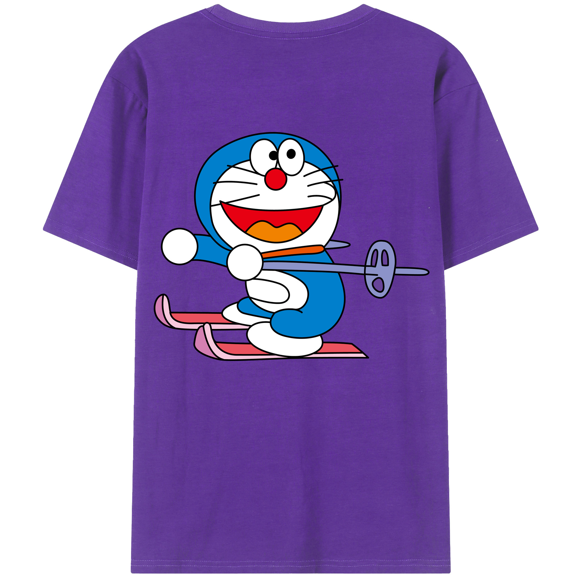 （画像用） ドラえもん Doraemon 綿100％ メンズ半袖Tシャツ（バックプリント） 通気性