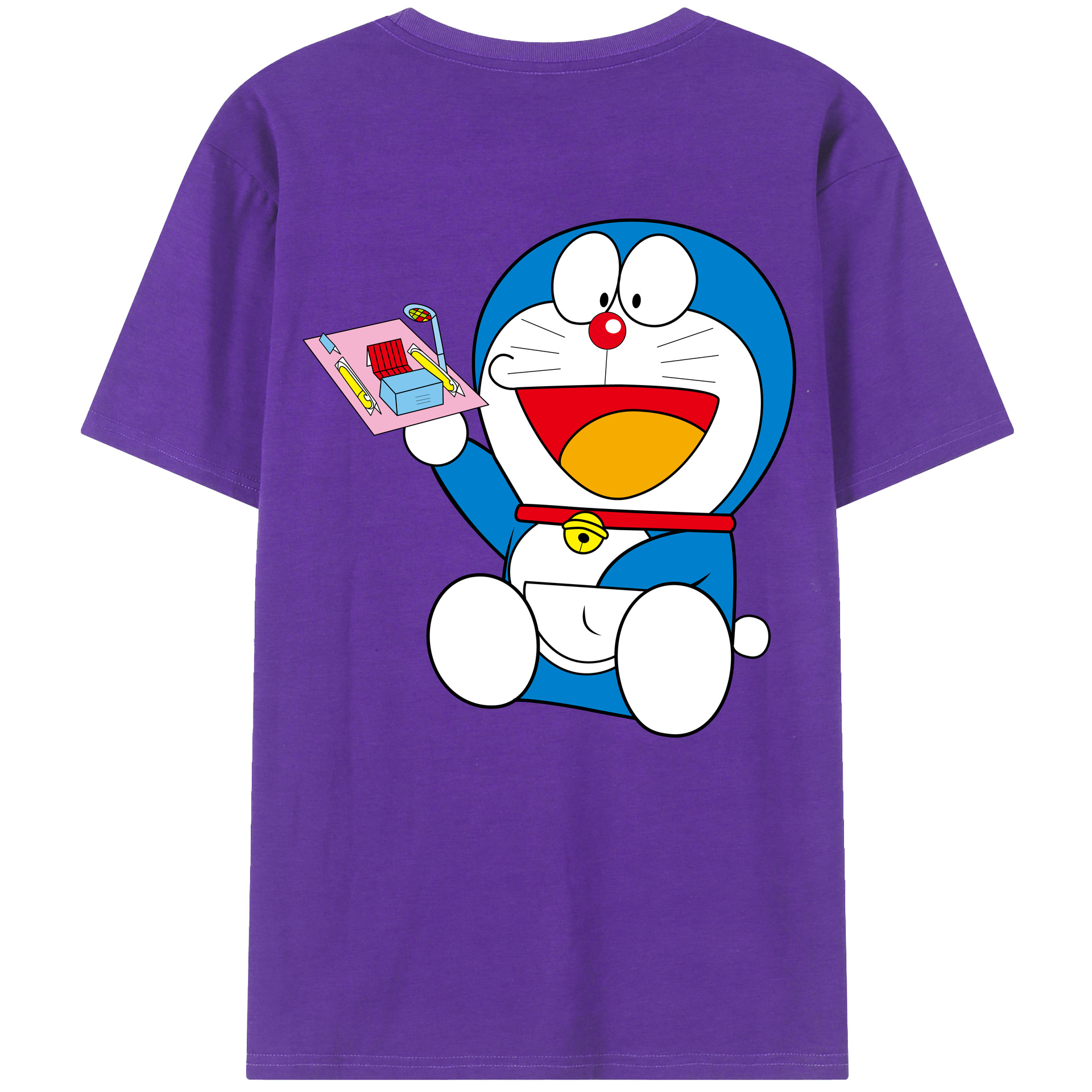 （画像用） ドラえもん Doraemon 綿100％ メンズ半袖Tシャツ（バックプリント） 通気性