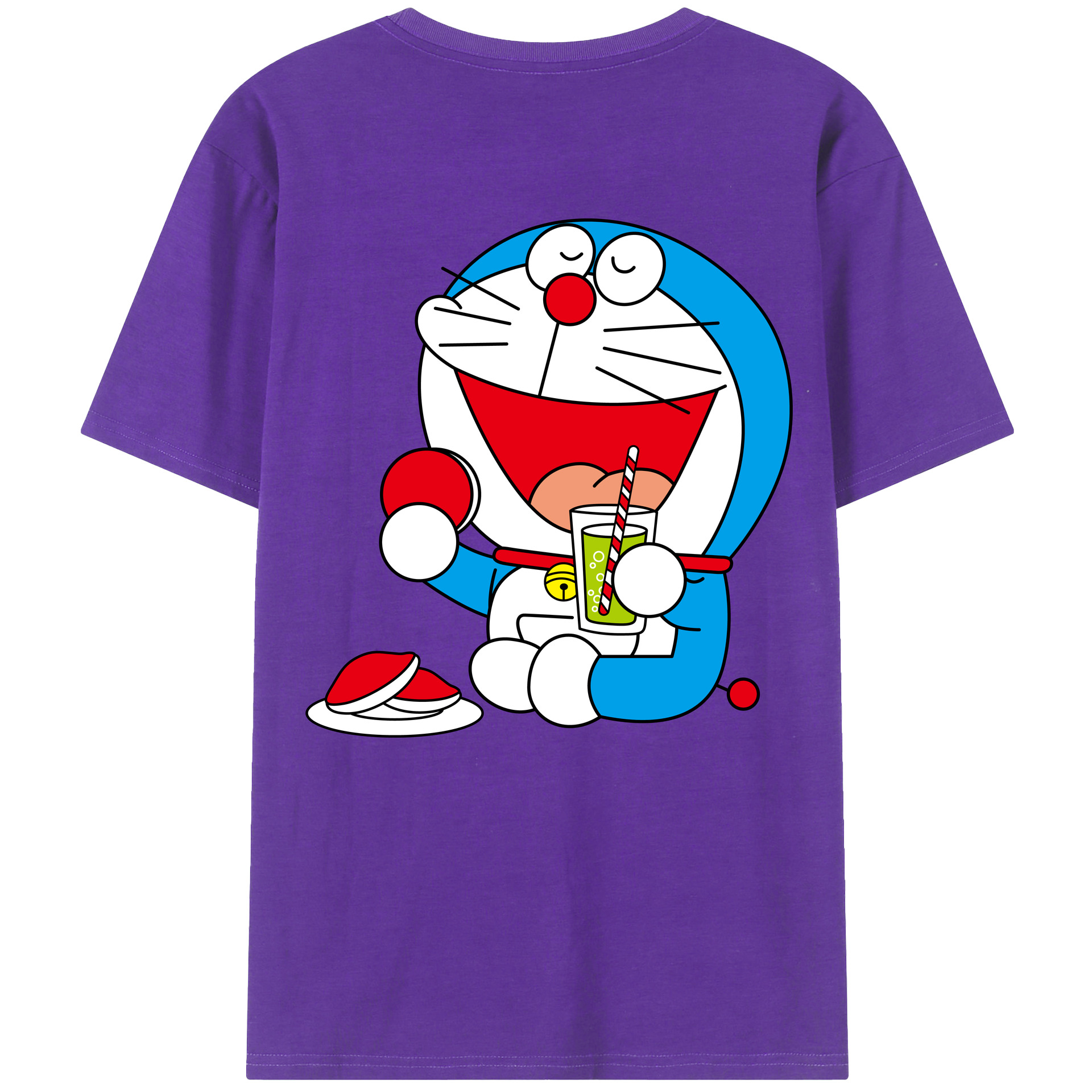 （画像用） ドラえもん Doraemon 綿100％ メンズ半袖Tシャツ（バックプリント） 通気性