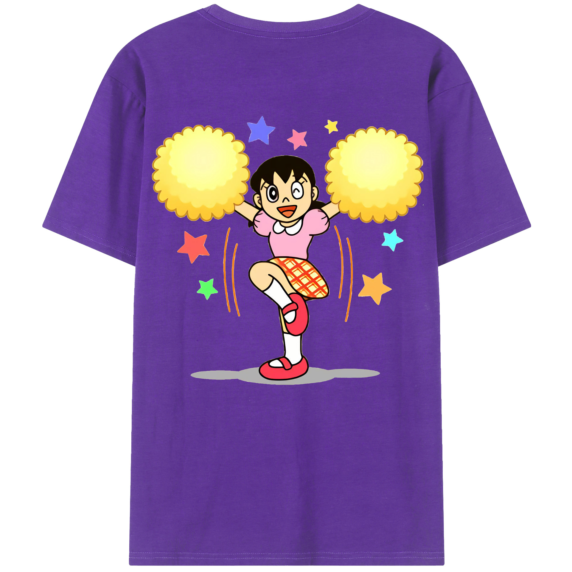 （画像用） ドラえもん みなもと しずか Doraemon Shizuka Minamoto 綿100％ メンズ半袖Tシャツ（バックプリント） 通気性