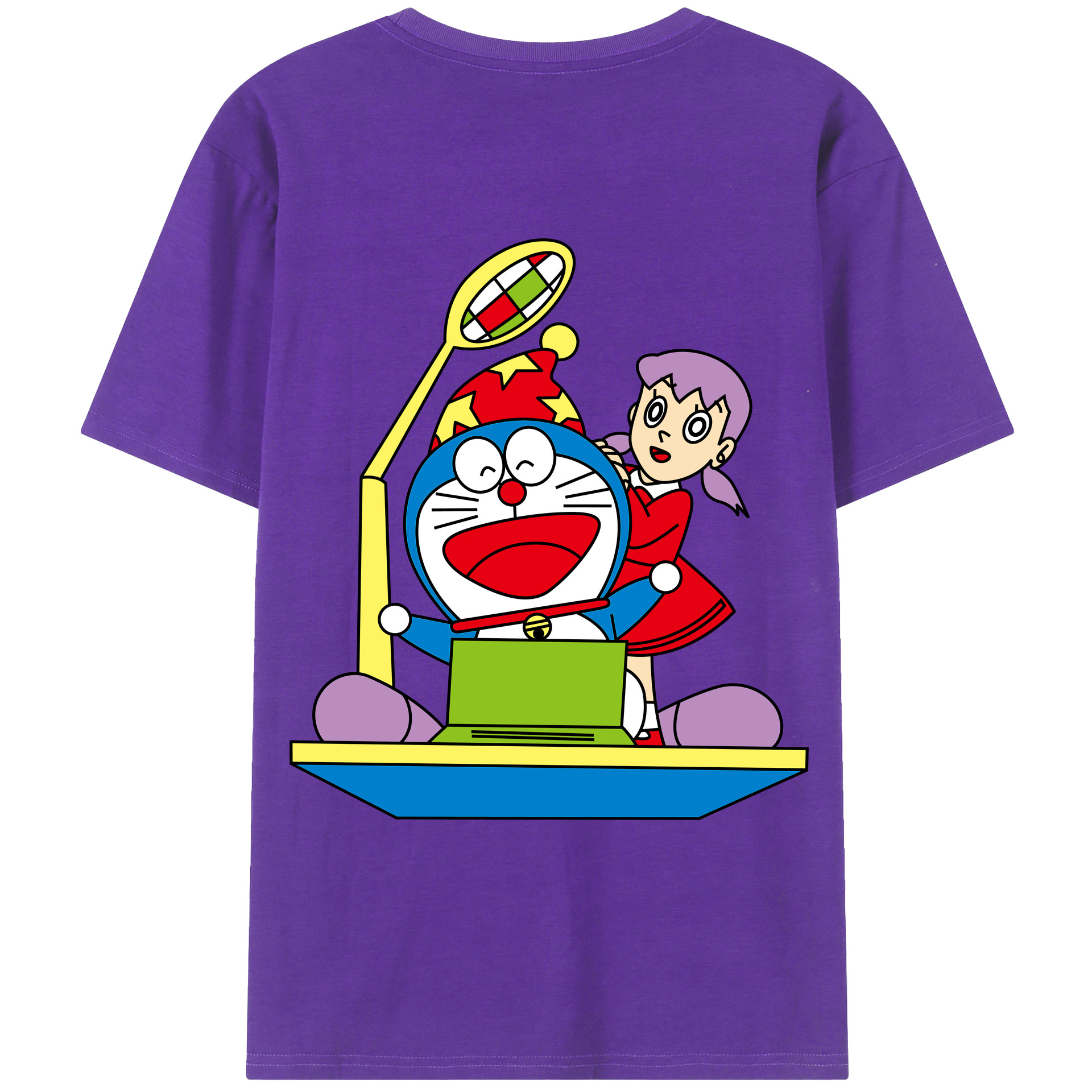 （画像用） ドラえもん みなもと しずか Doraemon Shizuka Minamoto 綿100％ メンズ半袖Tシャツ（バックプリント） 通気性