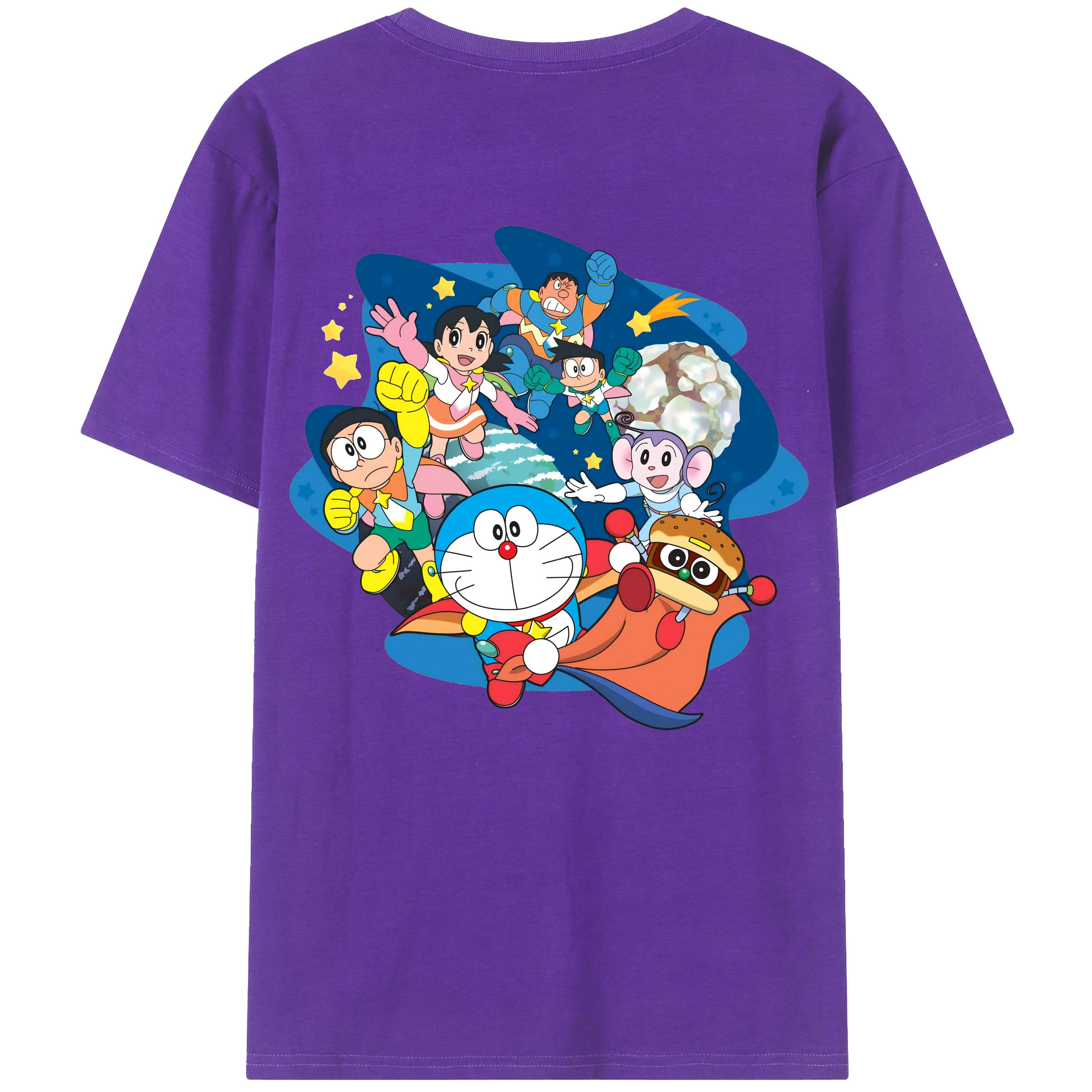 （画像用） ドラえもん Doraemon 綿100％ メンズ半袖Tシャツ（バックプリント） 通気性