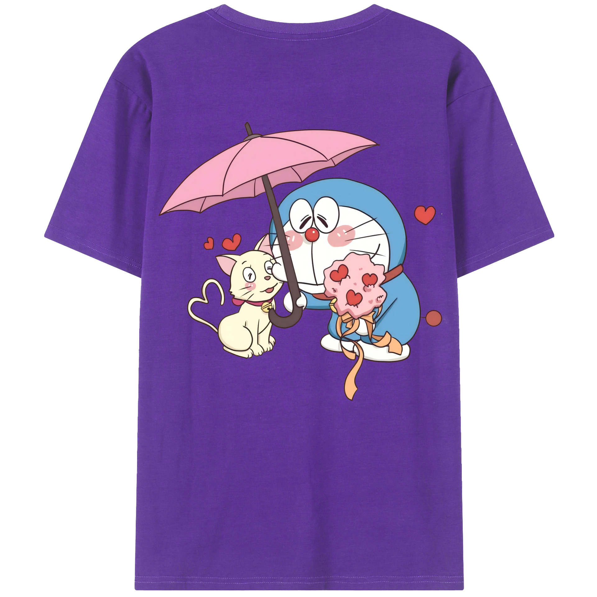 （画像用） ドラえもん Doraemon 綿100％ メンズ半袖Tシャツ（バックプリント） 通気性