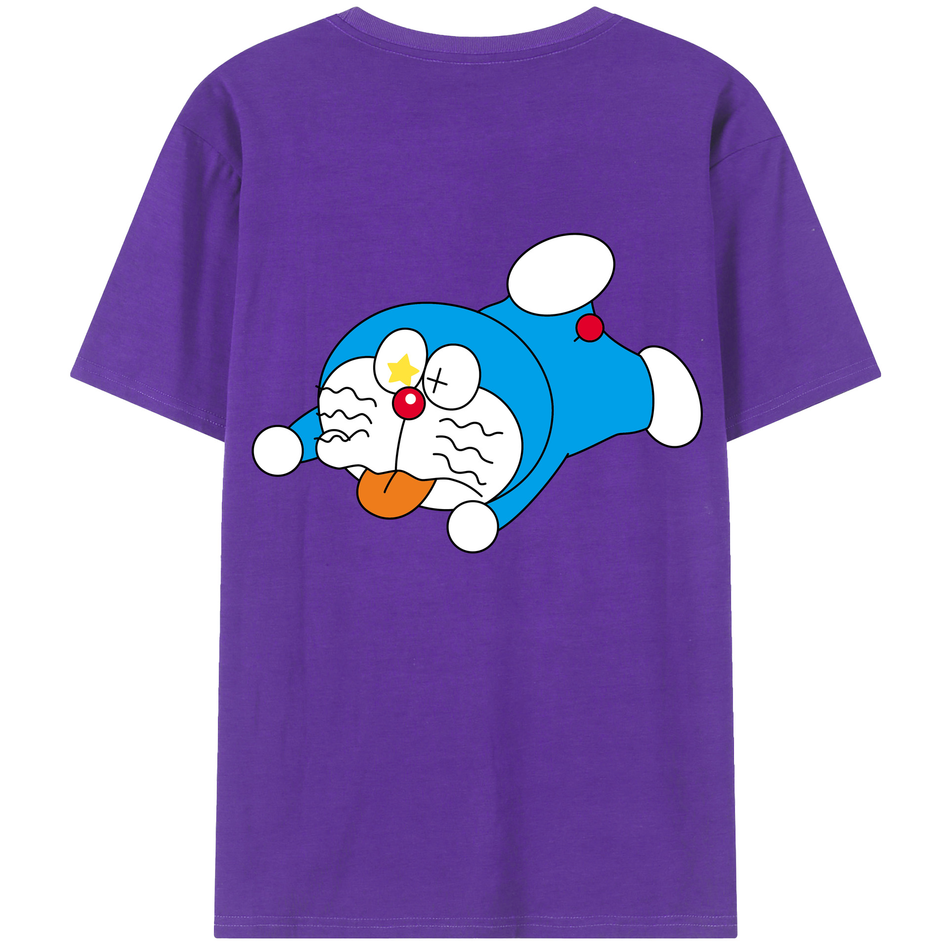 （画像用） ドラえもん Doraemon 綿100％ メンズ半袖Tシャツ（バックプリント） 通気性