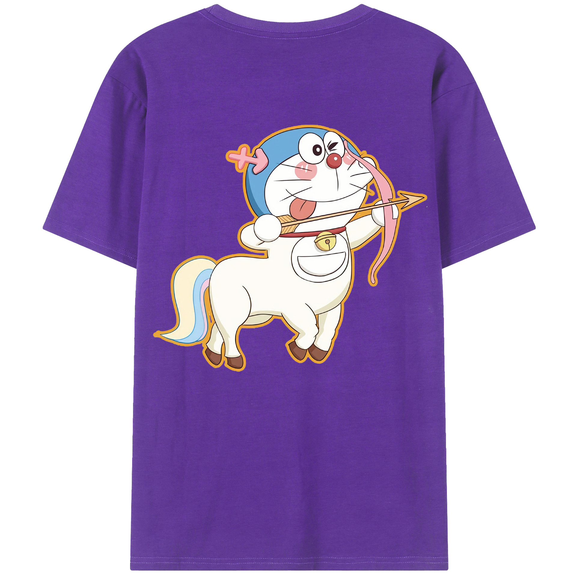 （画像用） ドラえもん Doraemon 綿100％ メンズ半袖Tシャツ（バックプリント） 通気性