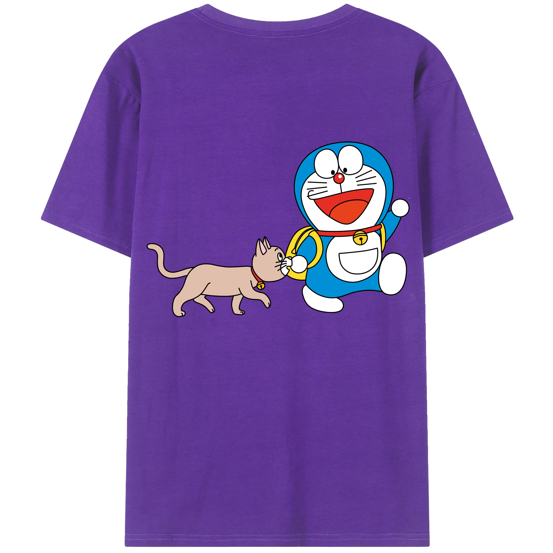 （画像用） ドラえもん Doraemon 綿100％ メンズ半袖Tシャツ（バックプリント） 通気性