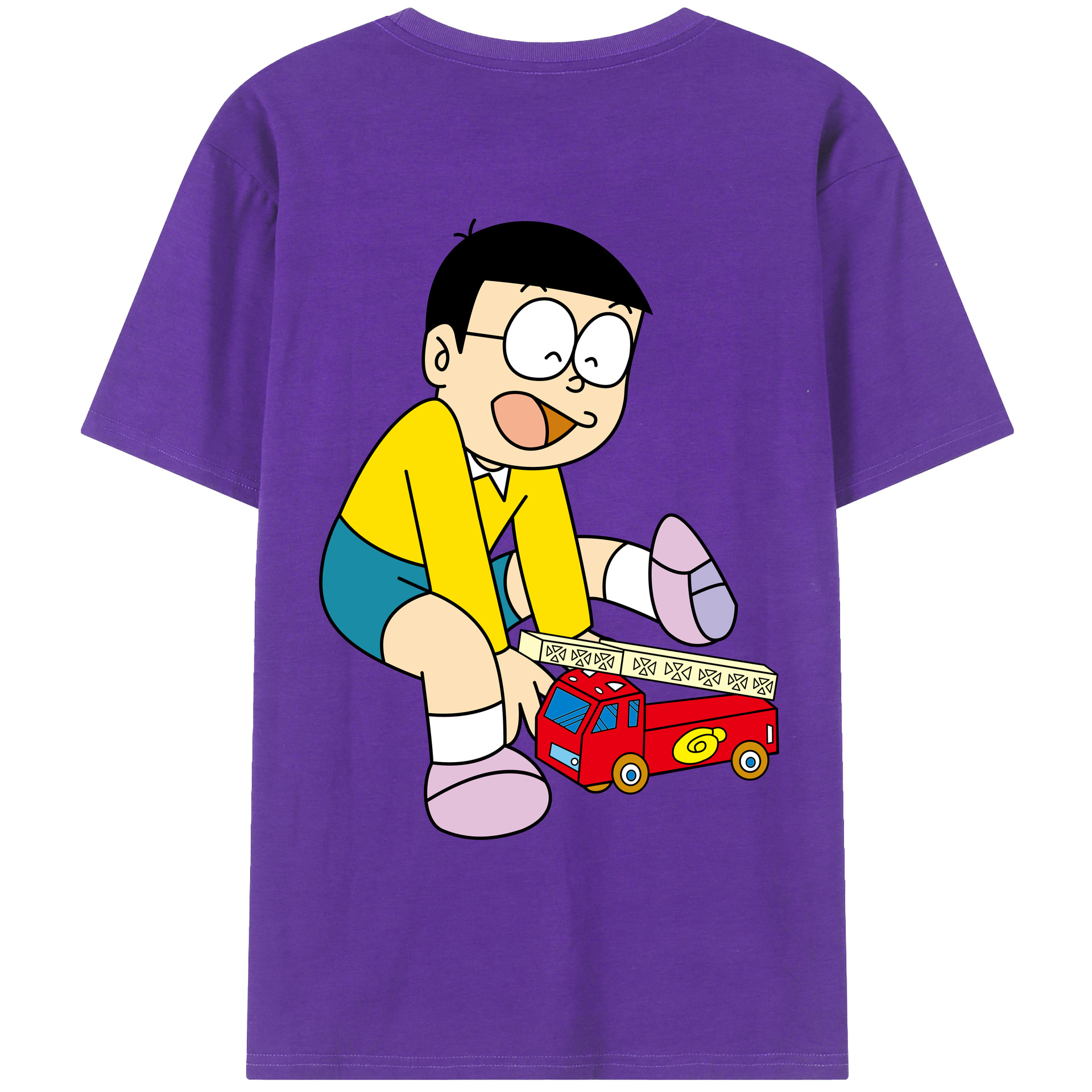 （画像用） ドラえもん 野比 のび太 Doraemon Nobita Nobi 綿100％ メンズ半袖Tシャツ（バックプリント） 通気性