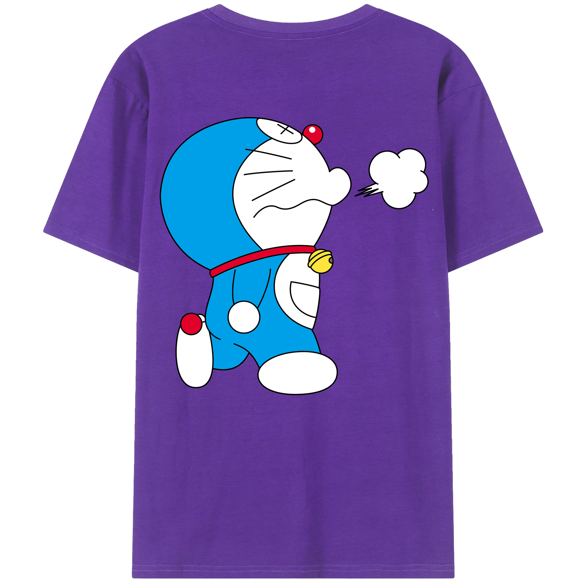 （画像用） ドラえもん Doraemon 綿100％ メンズ半袖Tシャツ（バックプリント） 通気性
