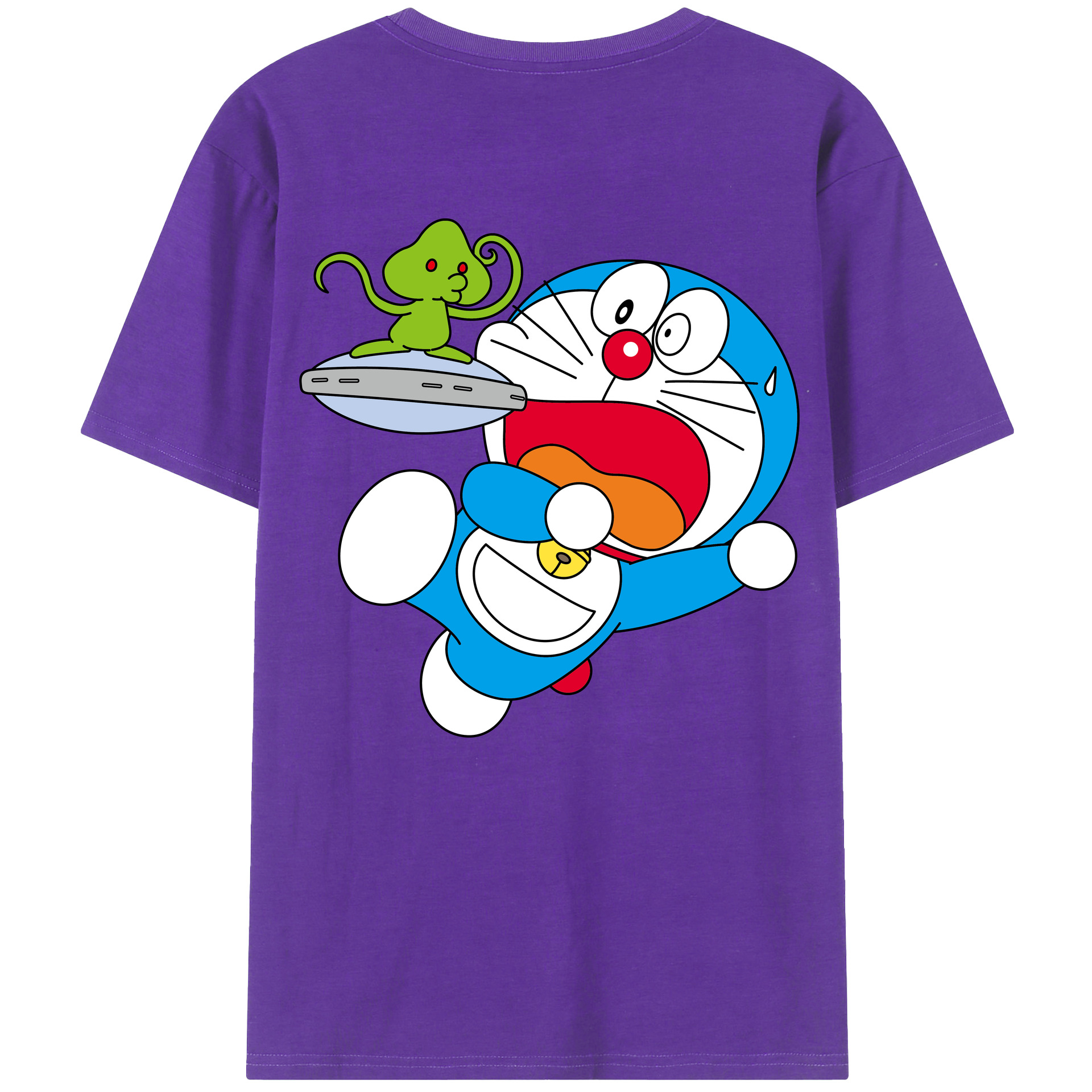（画像用） ドラえもん Doraemon 綿100％ メンズ半袖Tシャツ（バックプリント） 通気性