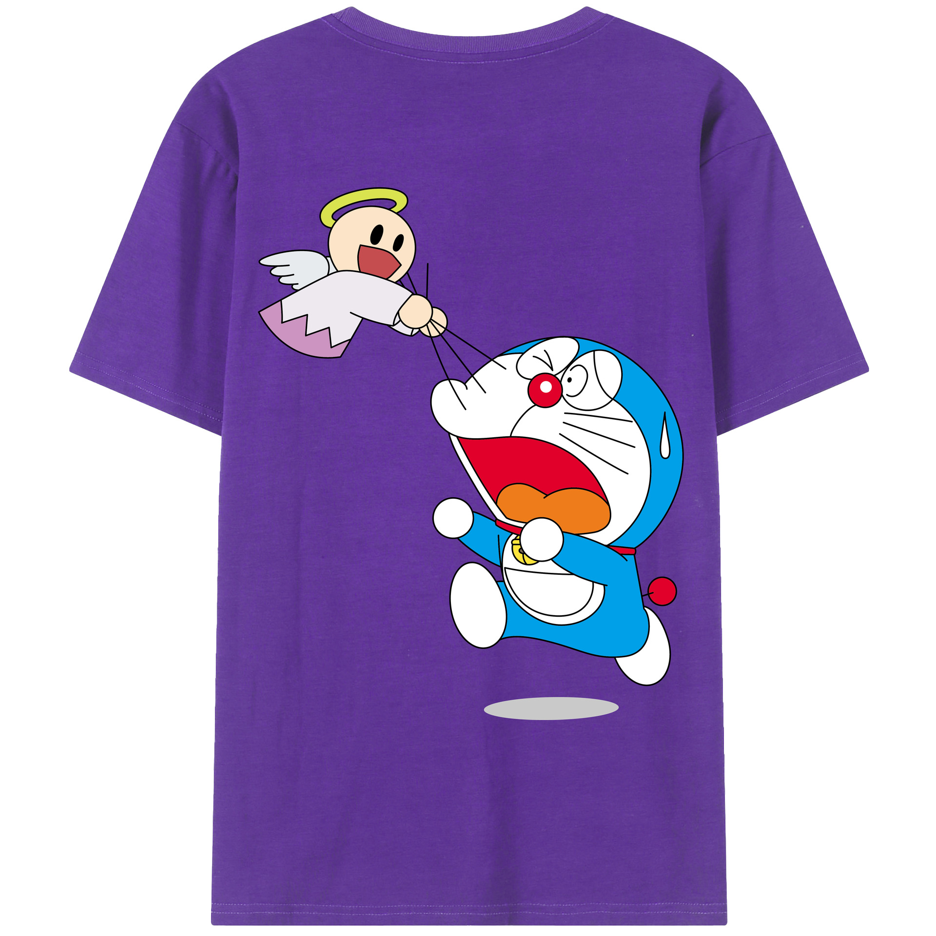 （画像用） ドラえもん Doraemon 綿100％ メンズ半袖Tシャツ（バックプリント） 通気性
