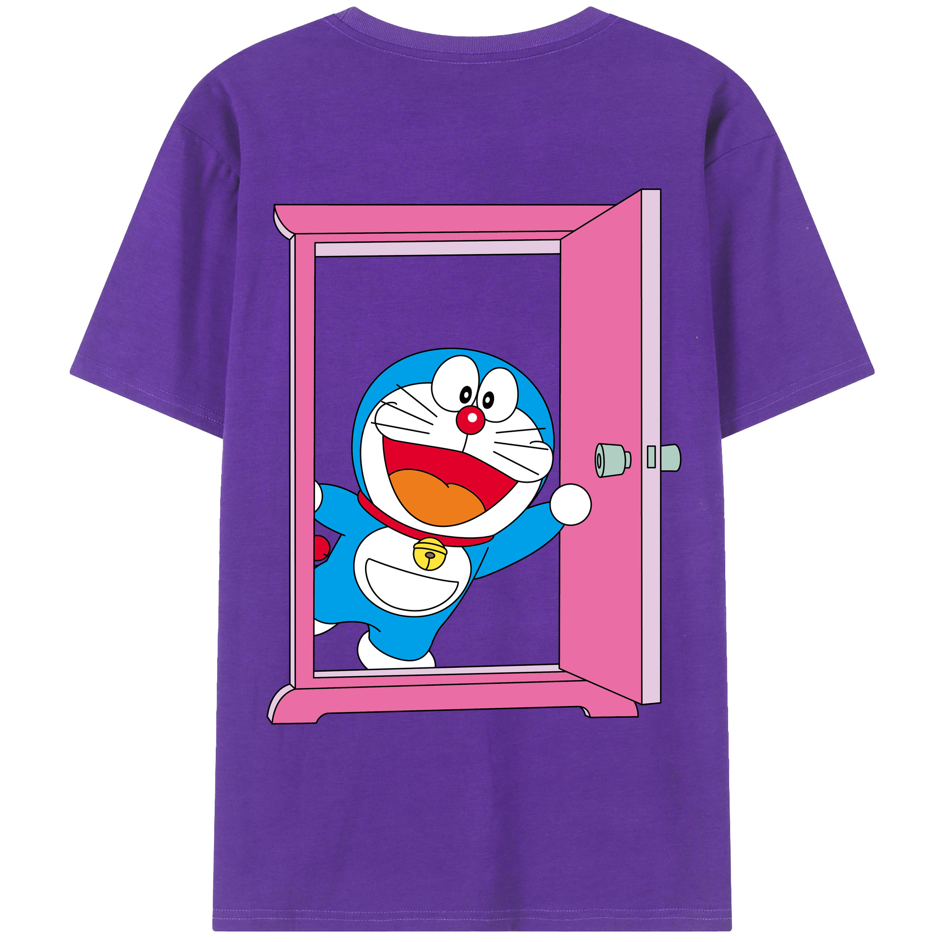 （画像用） ドラえもん Doraemon 綿100％ メンズ半袖Tシャツ（バックプリント） 通気性
