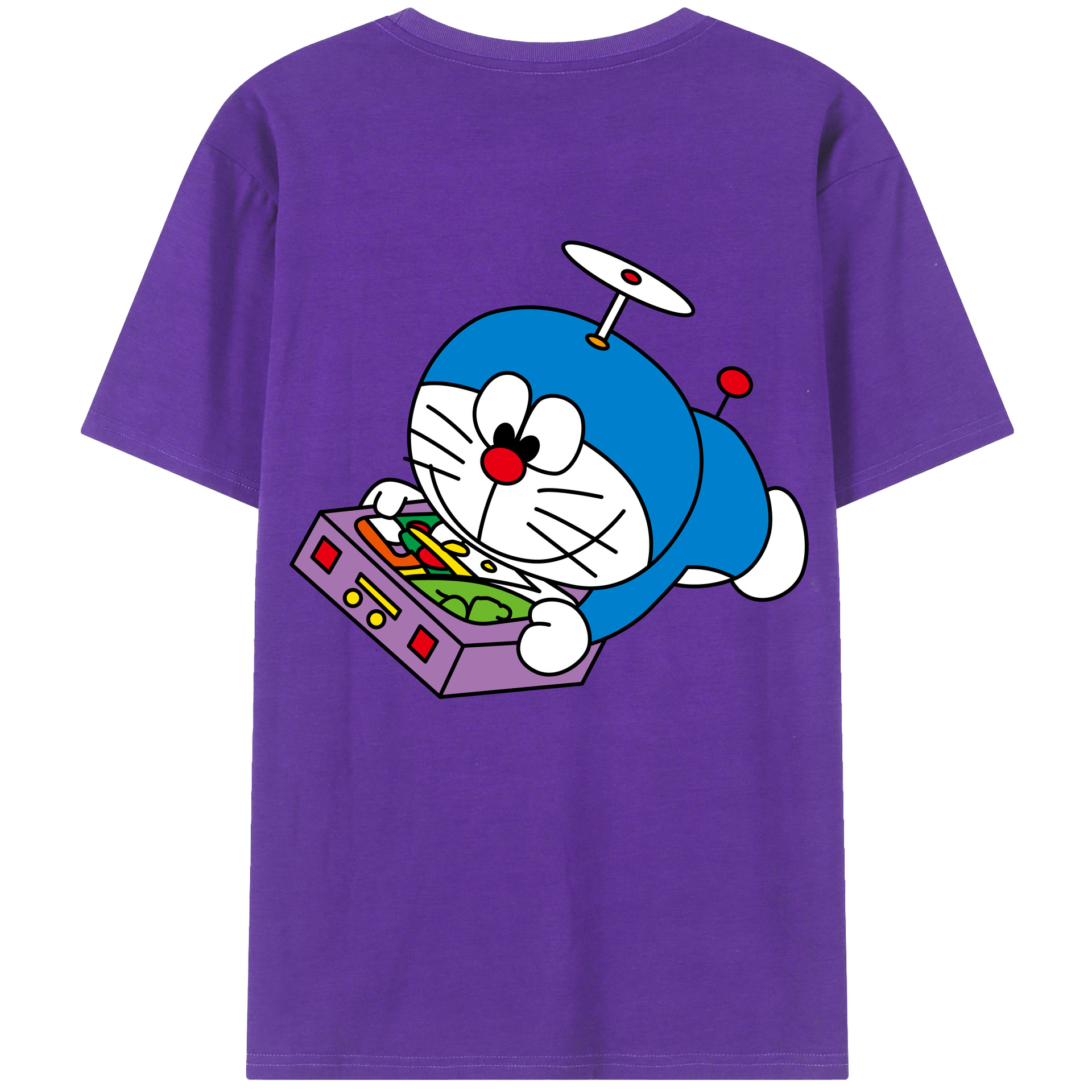 （画像用） ドラえもん Doraemon 綿100％ メンズ半袖Tシャツ（バックプリント） 通気性
