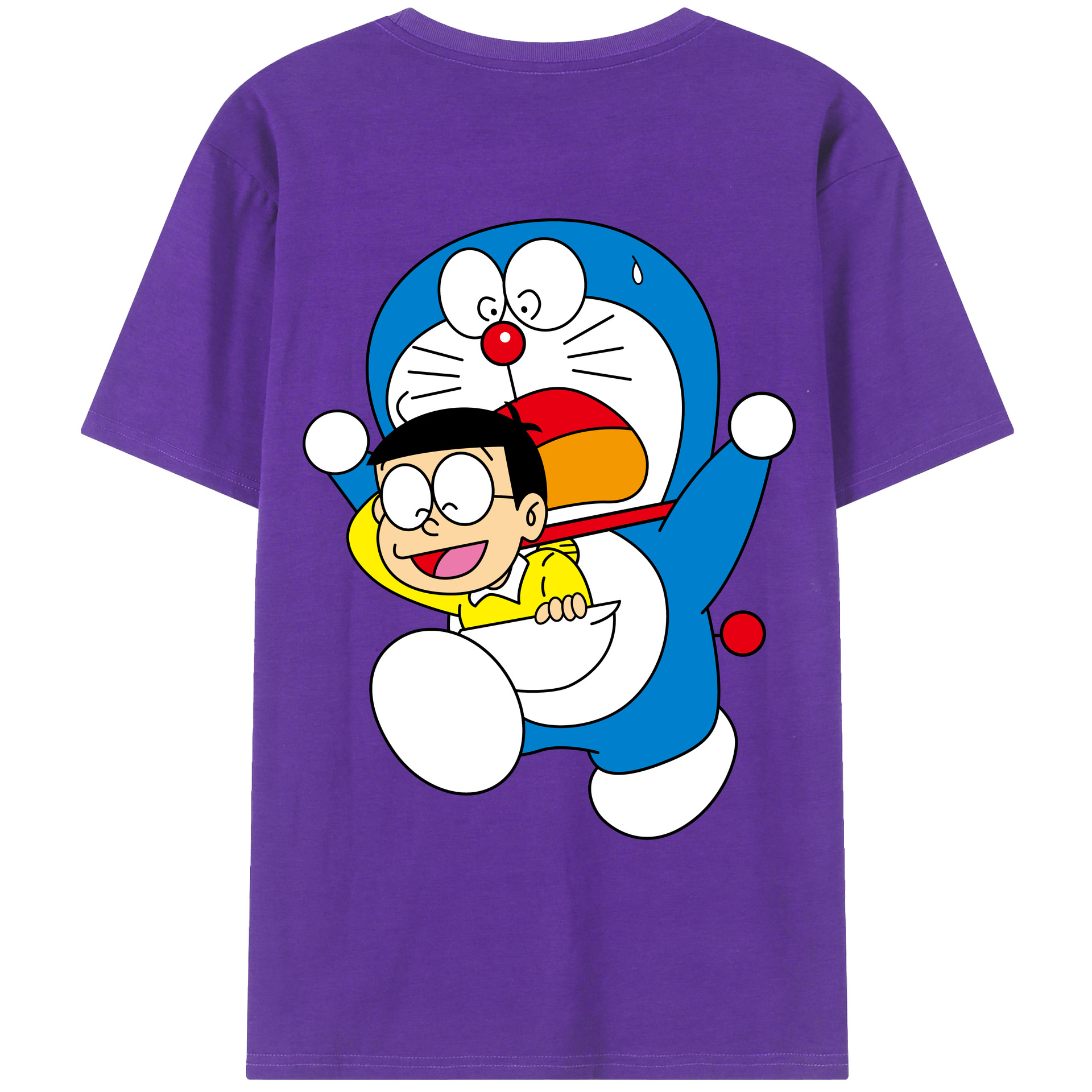 （画像用） ドラえもん Doraemon 綿100％ メンズ半袖Tシャツ（バックプリント） 通気性
