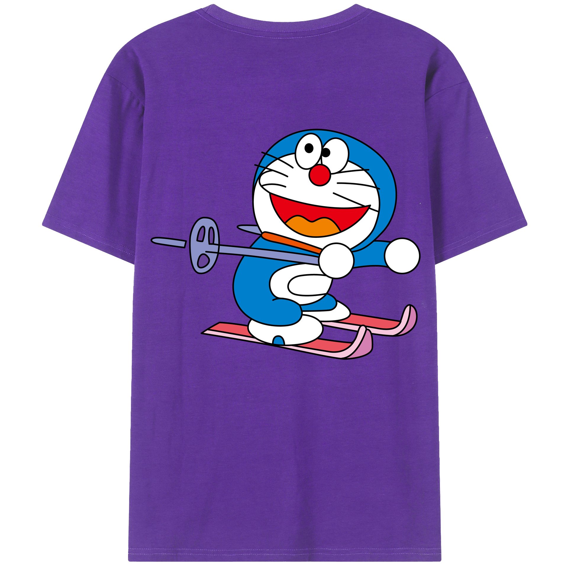 （画像用） ドラえもん Doraemon 綿100％ メンズ半袖Tシャツ（バックプリント） 通気性