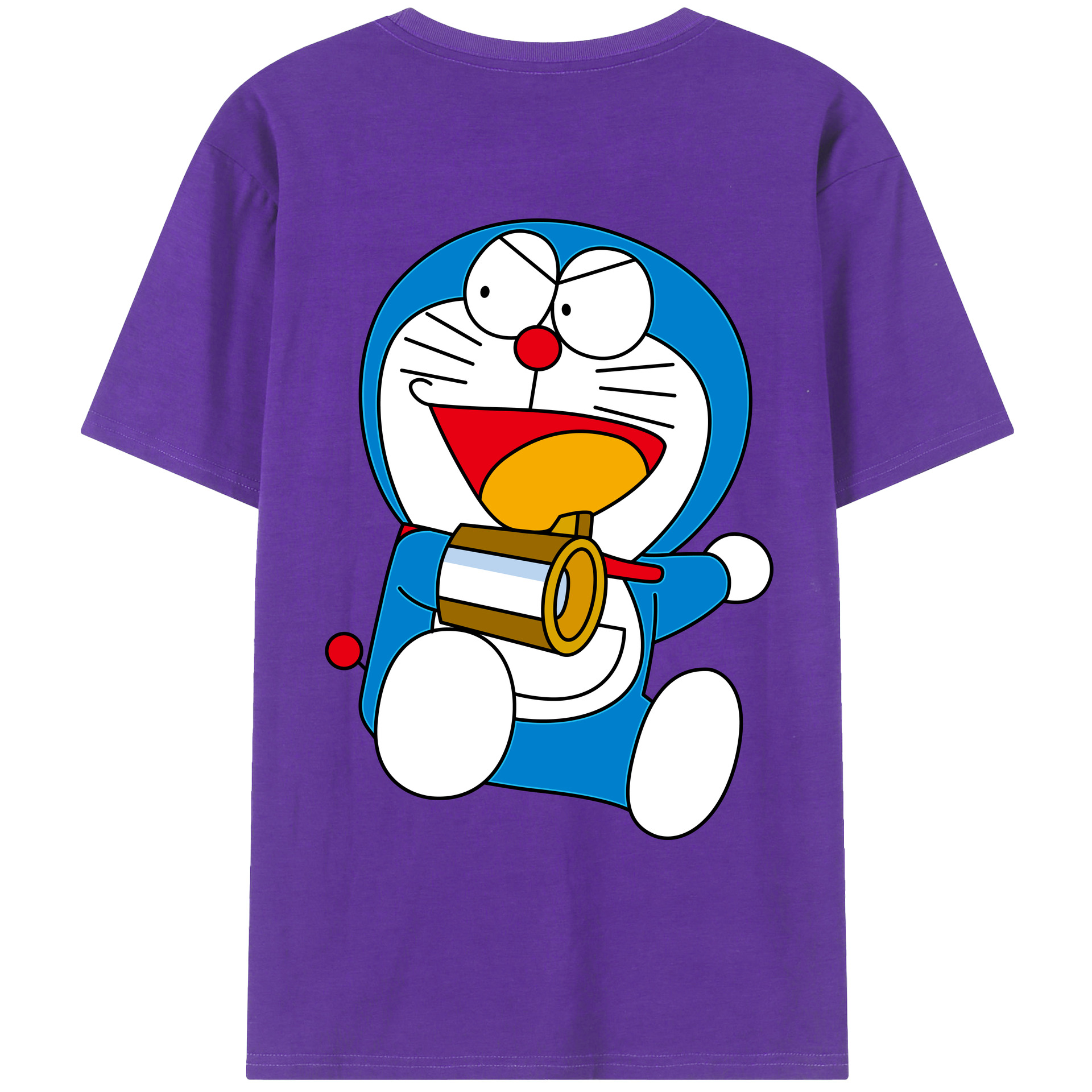 （画像用） ドラえもん Doraemon 綿100％ メンズ半袖Tシャツ（バックプリント） 通気性