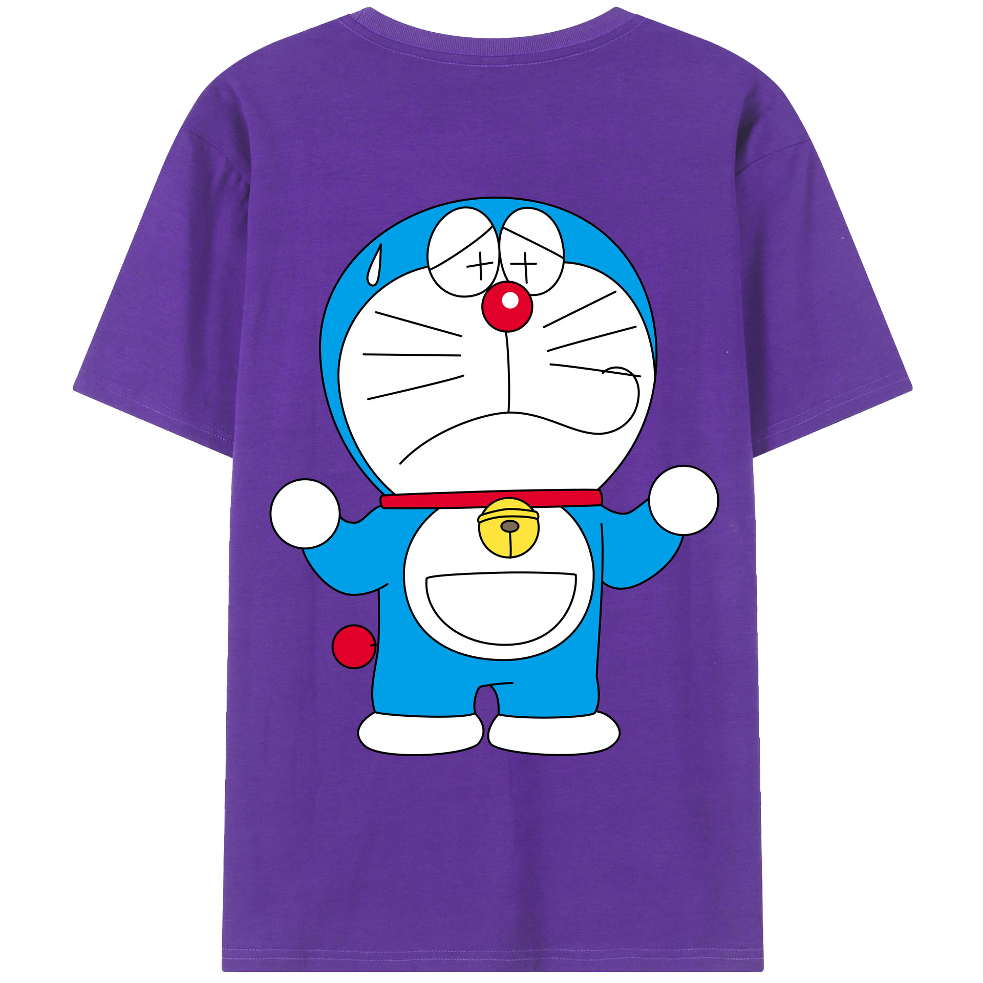 （画像用） ドラえもん Doraemon 綿100％ メンズ半袖Tシャツ（バックプリント） 通気性