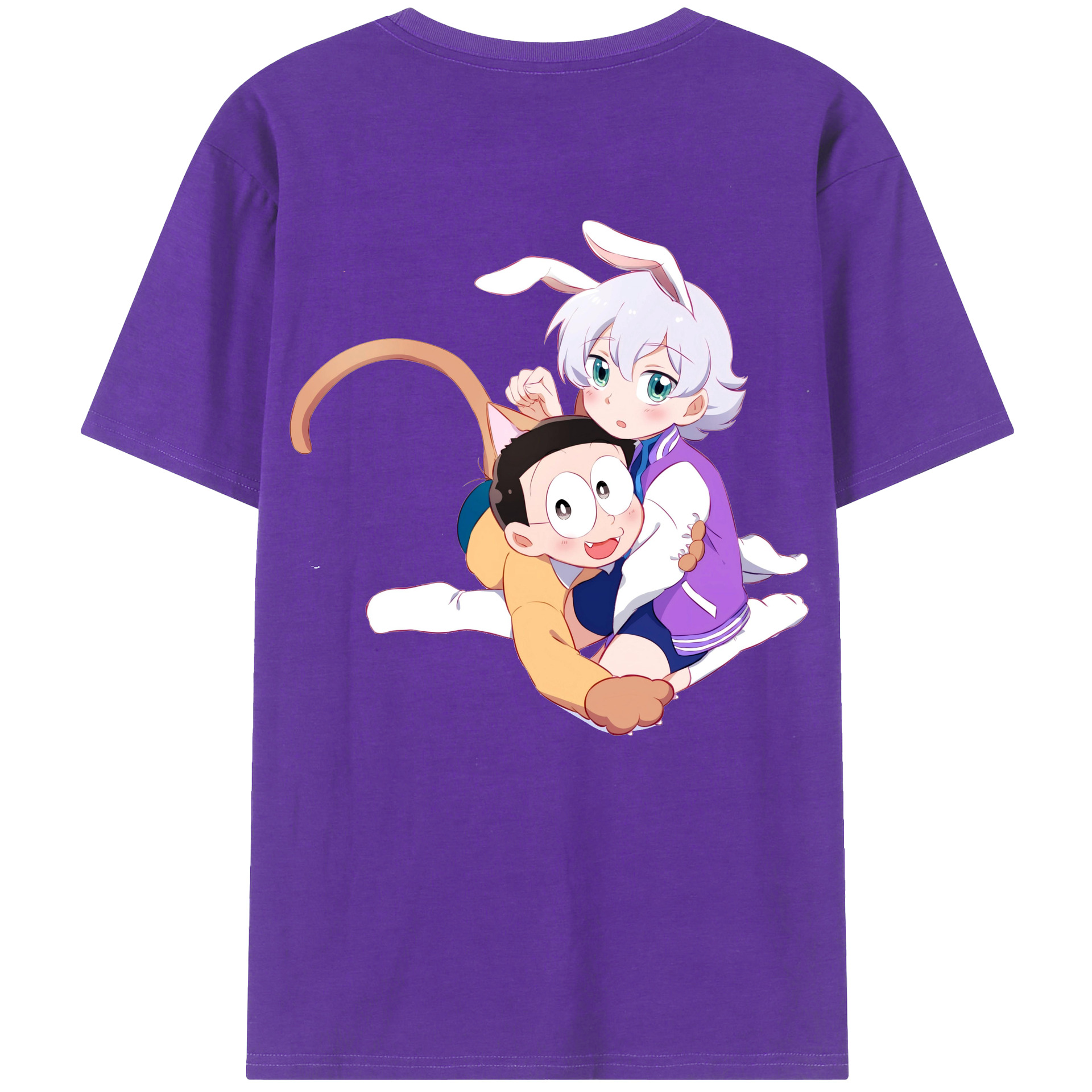 （画像用） ドラえもん 野比 のび太 Doraemon Nobita Nobi 綿100％ メンズ半袖Tシャツ（バックプリント） 通気性