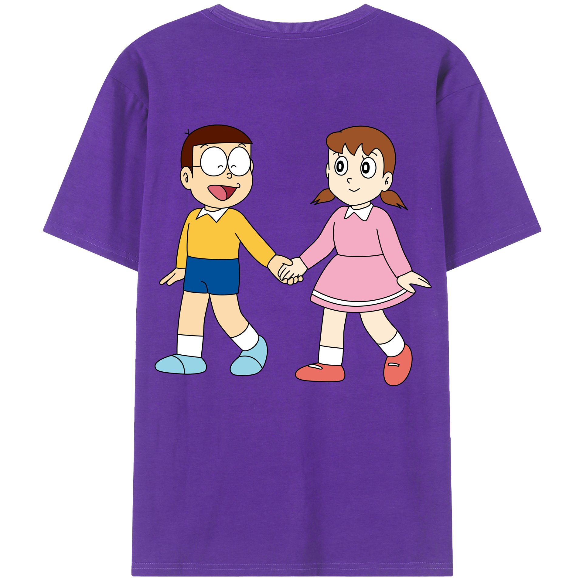 （画像用） ドラえもん 野比 のび太 Doraemon Nobita Nobi 綿100％ メンズ半袖Tシャツ（バックプリント） 通気性