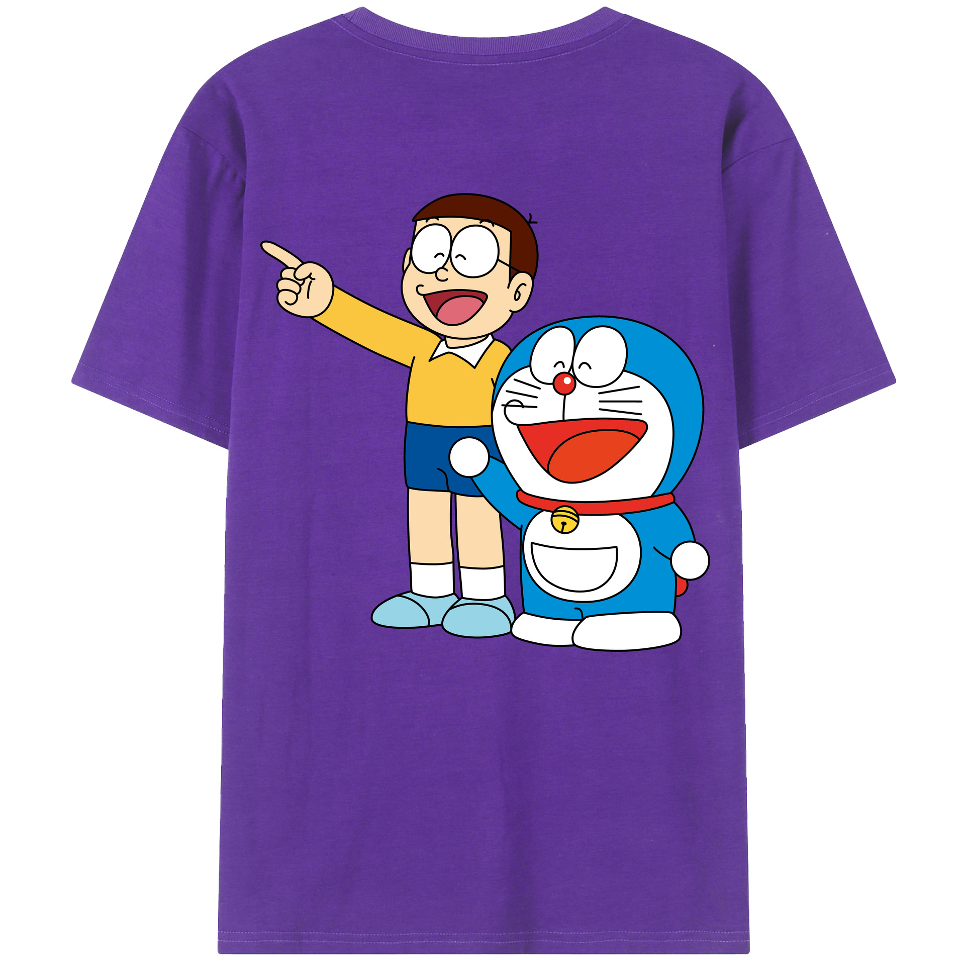 （画像用） ドラえもん 野比 のび太 Doraemon Nobita Nobi 綿100％ メンズ半袖Tシャツ（バックプリント） 通気性