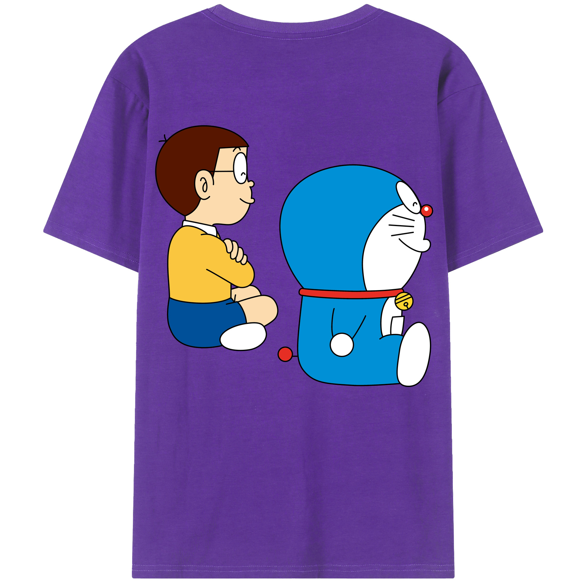 （画像用） ドラえもん 野比 のび太 Doraemon Nobita Nobi 綿100％ メンズ半袖Tシャツ（バックプリント） 通気性