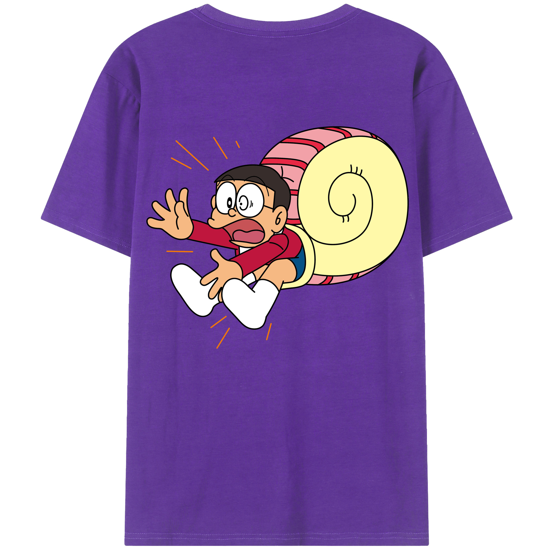 （画像用） ドラえもん 野比 のび太 Doraemon Nobita Nobi 綿100％ メンズ半袖Tシャツ（バックプリント） 通気性
