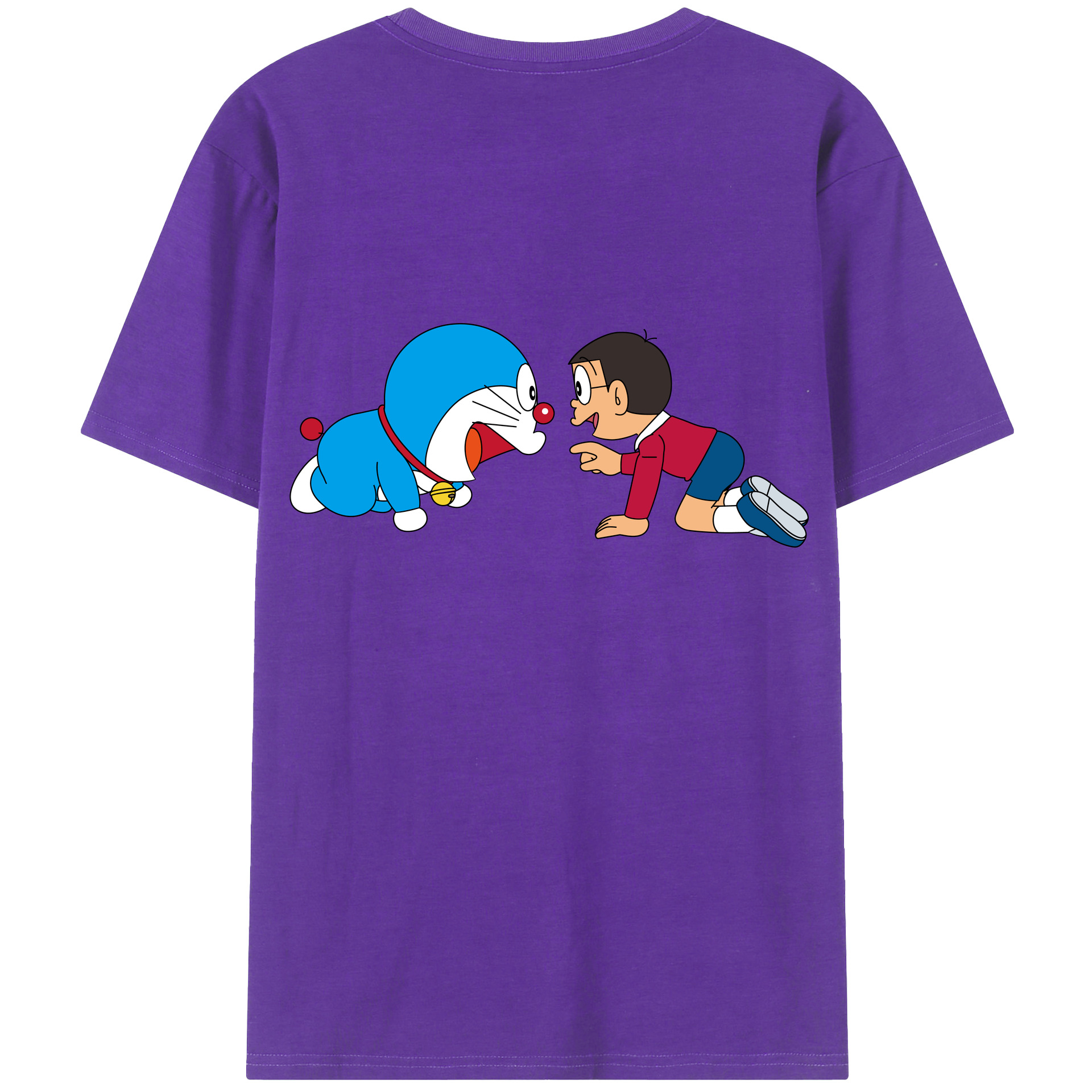 （画像用） ドラえもん 野比 のび太 Doraemon Nobita Nobi 綿100％ メンズ半袖Tシャツ（バックプリント） 通気性