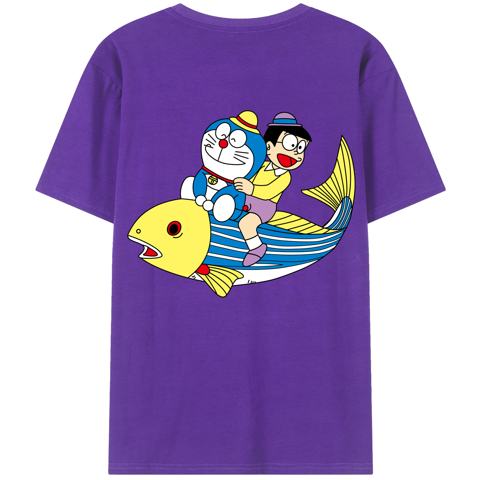 （画像用） ドラえもん 野比 のび太 Doraemon Nobita Nobi 綿100％ メンズ半袖Tシャツ（バックプリント） 通気性